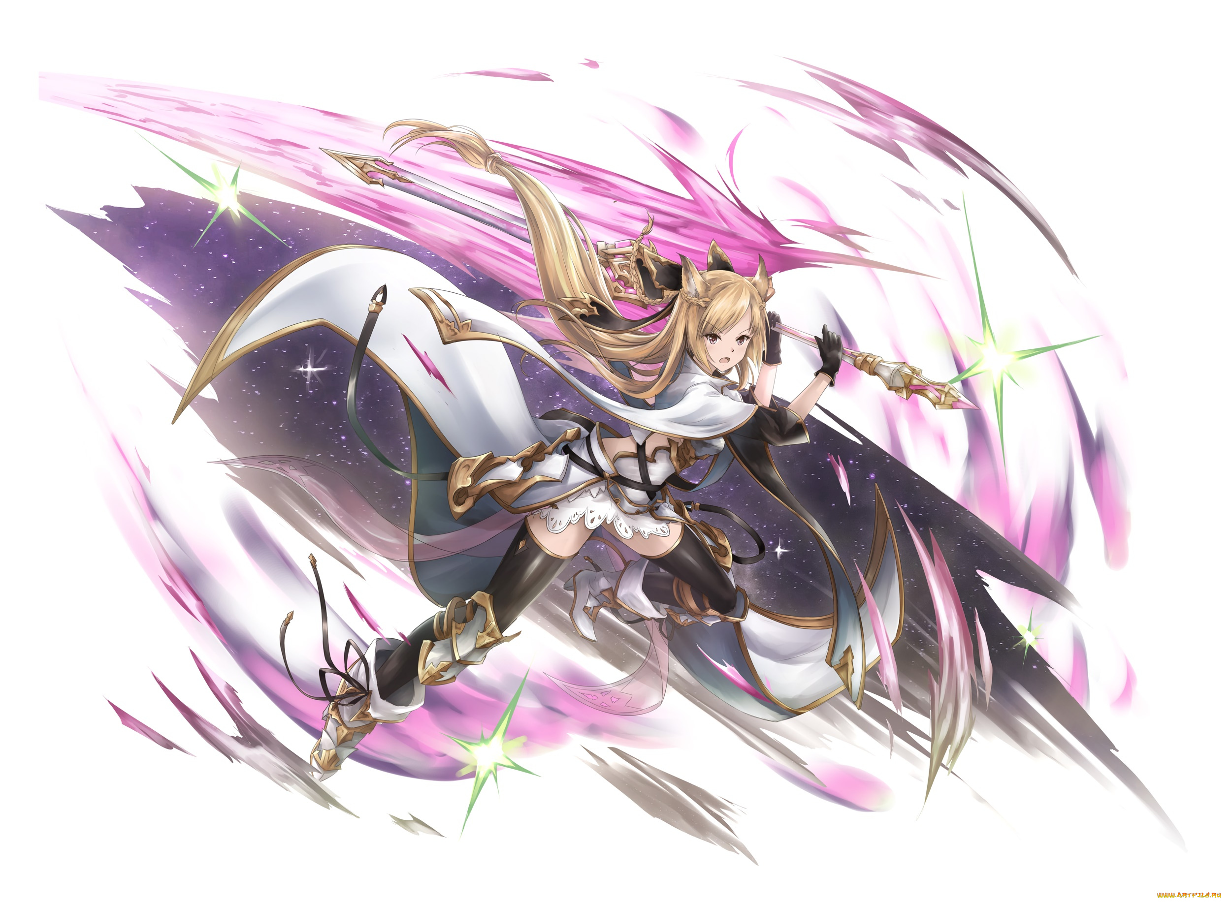 granblue, fantasy, аниме, девушка, взгляд, фон