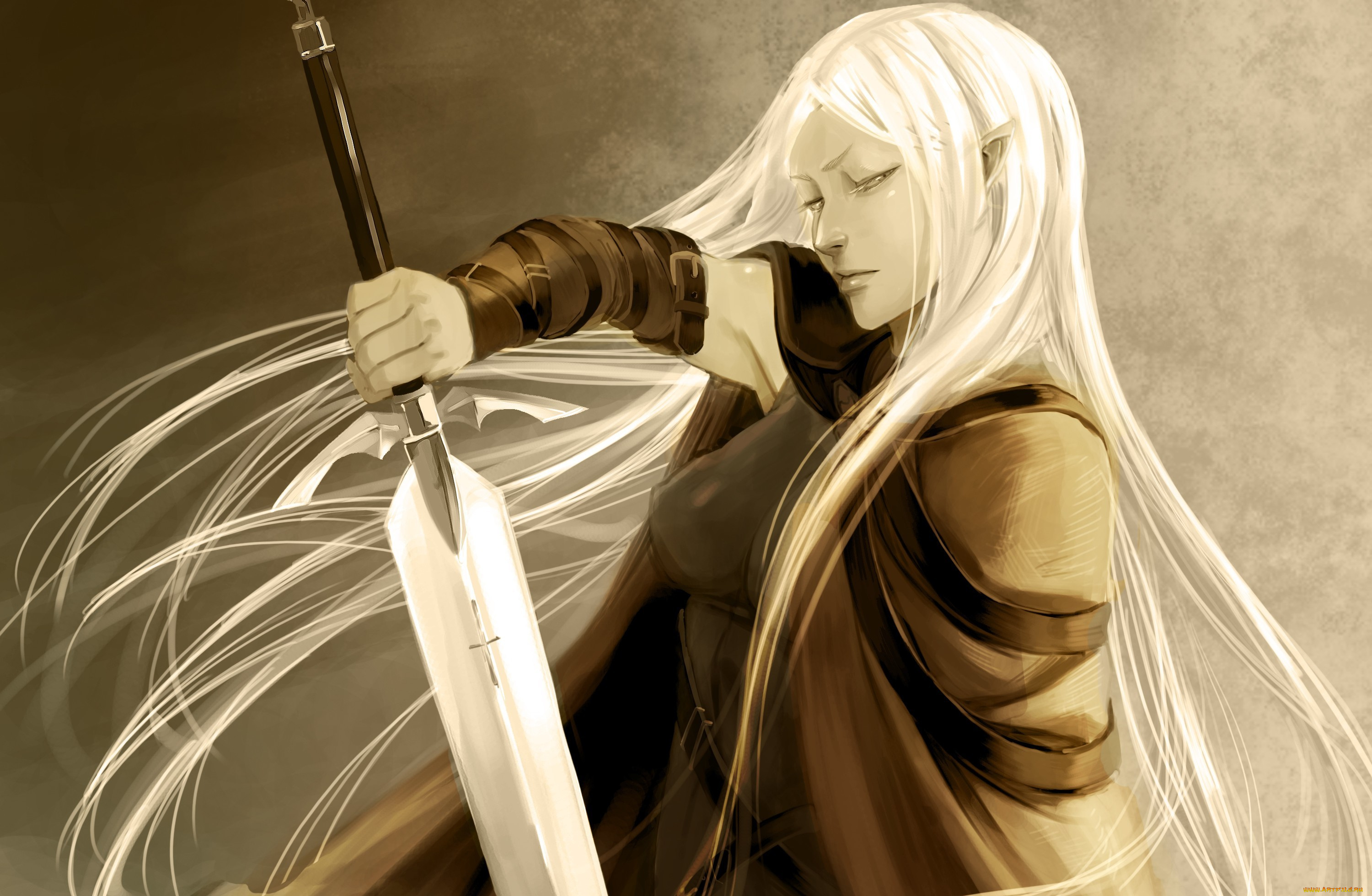 аниме, claymore, оружие, профиль, irene, арт, pekepeke0, меч, девушка