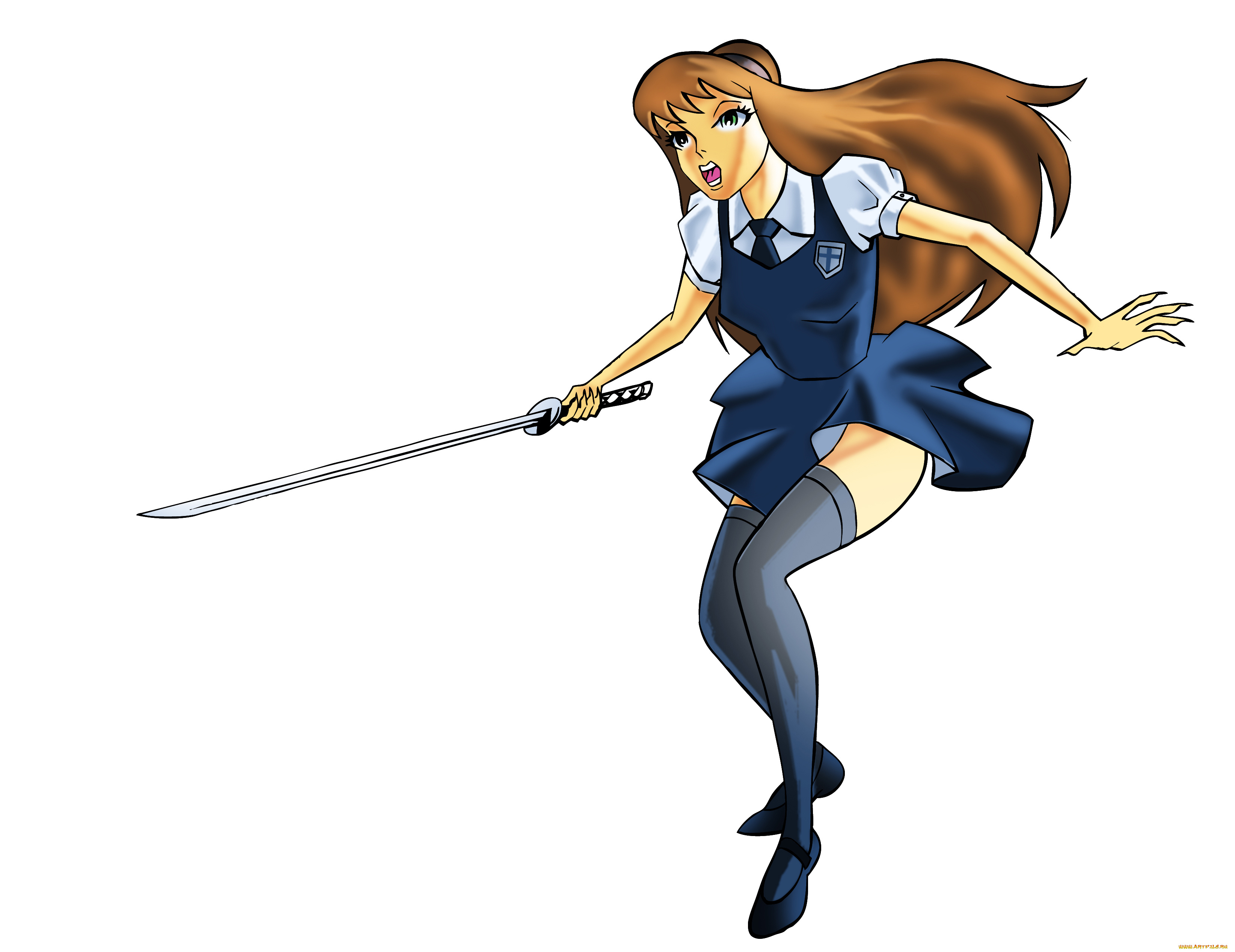 рисованное, комиксы, меч, фон, девушка