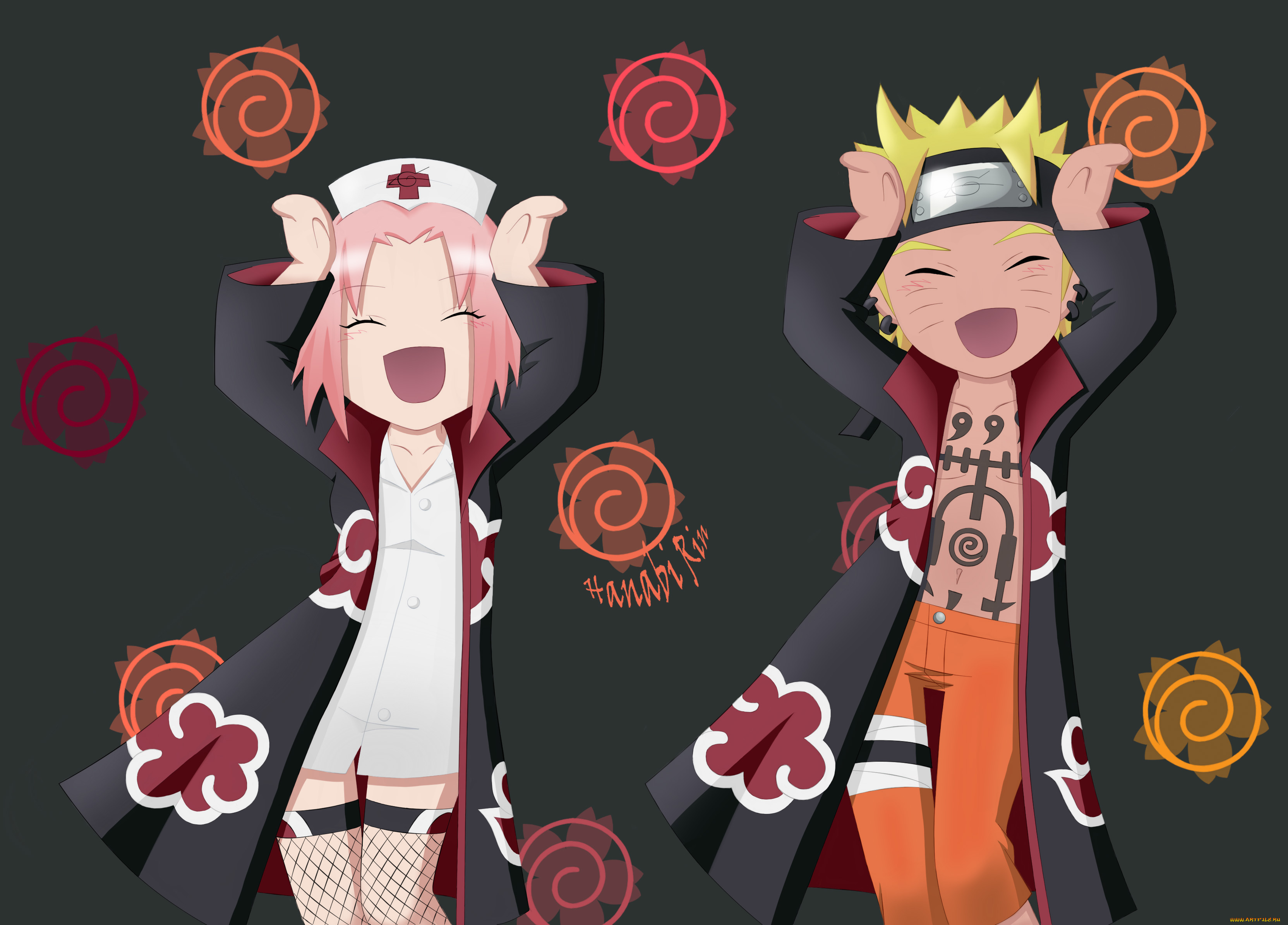 аниме, naruto, узумаки, наруто, сакура, танец, костюм, плащи