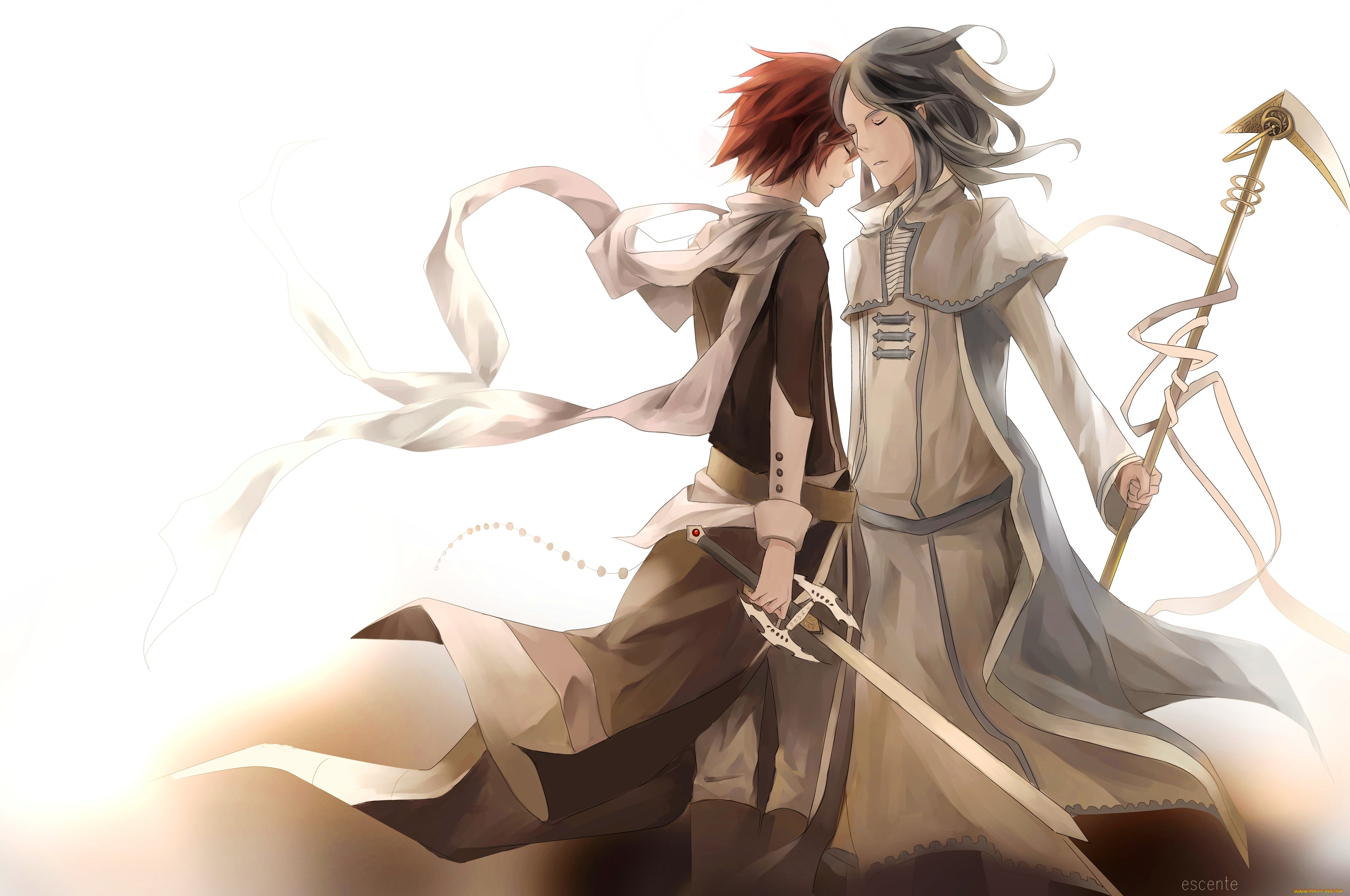 аниме, оружие, , техника, , технологии, парень, фон, взгляд, девушка