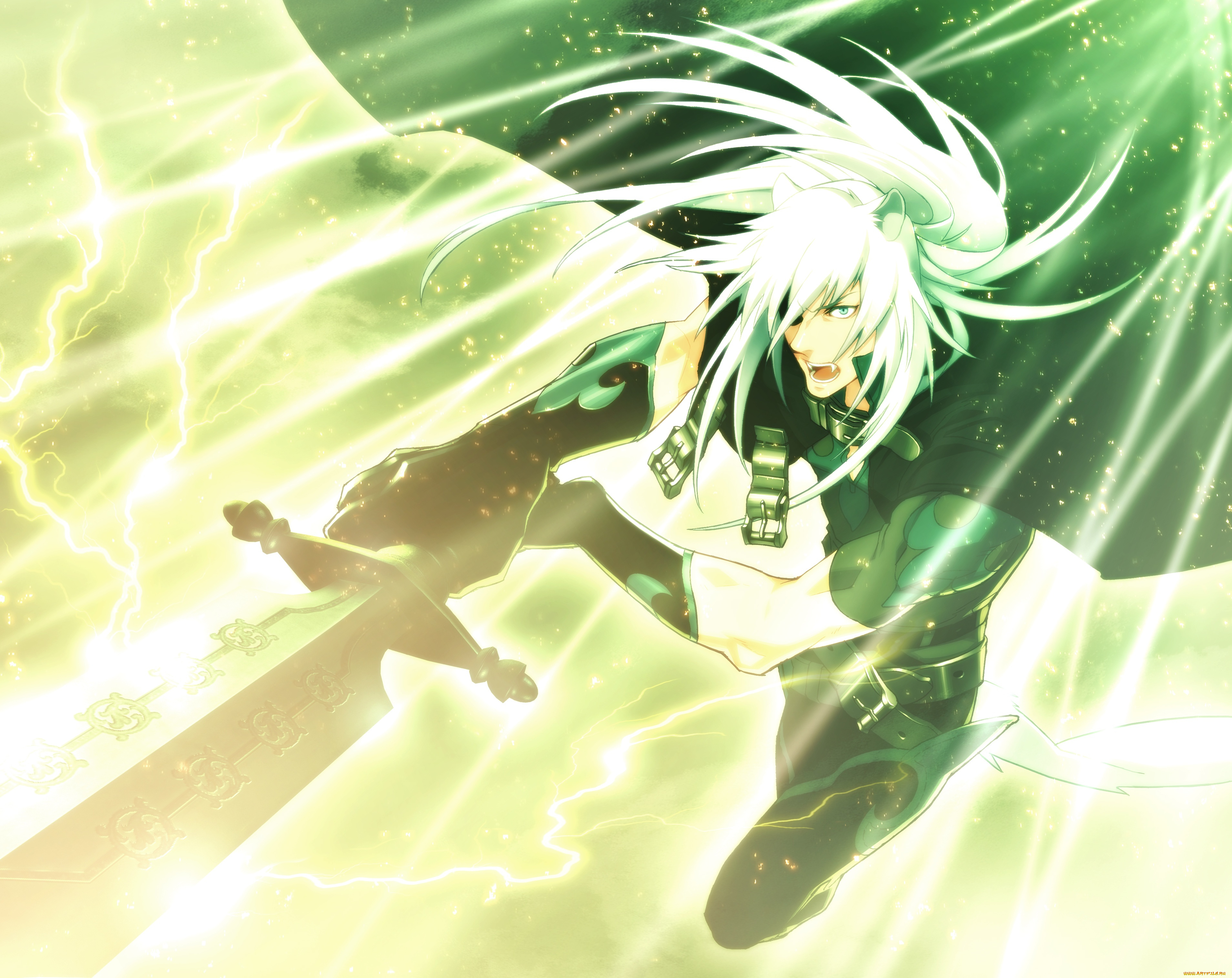 аниме, lamento, рай, рибика, воин, меч, плащ, кот