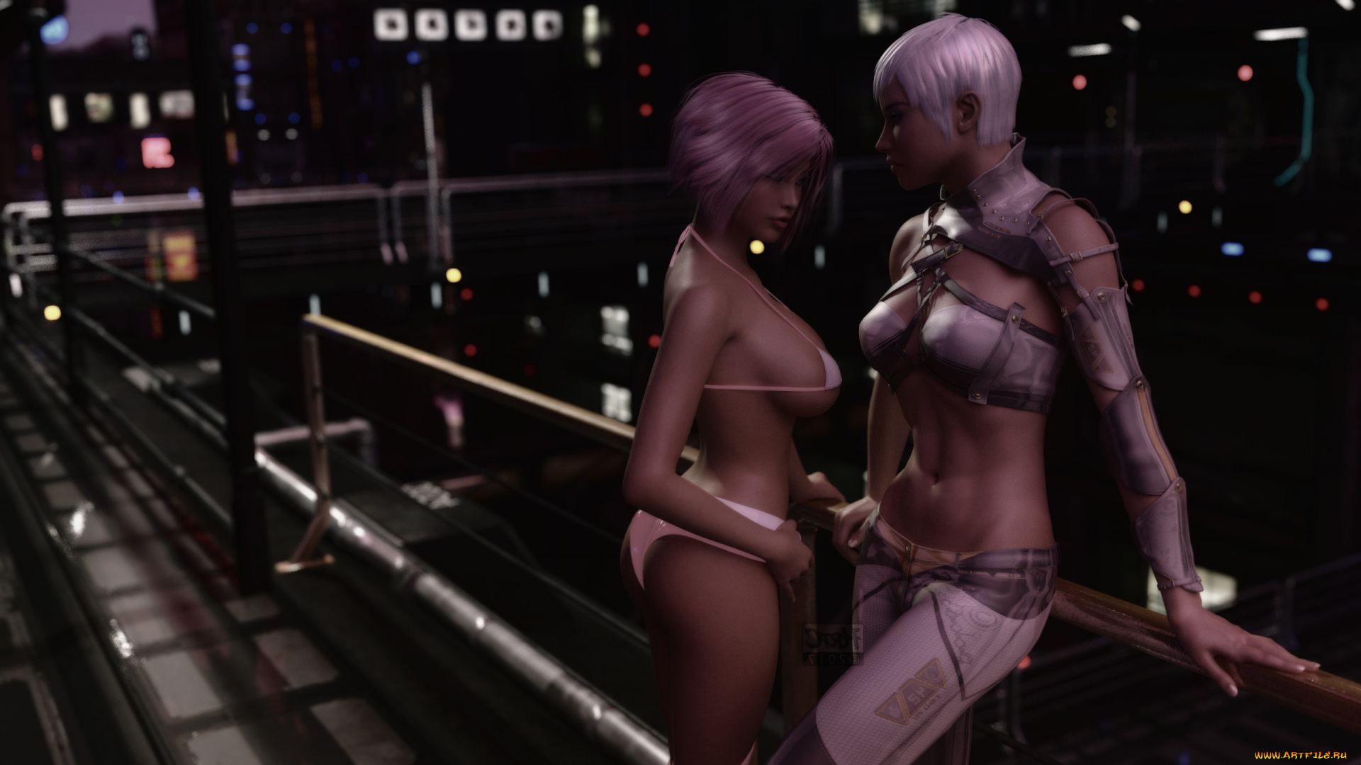 3д, графика, фантазия, , fantasy, девушки, фон, взгляд