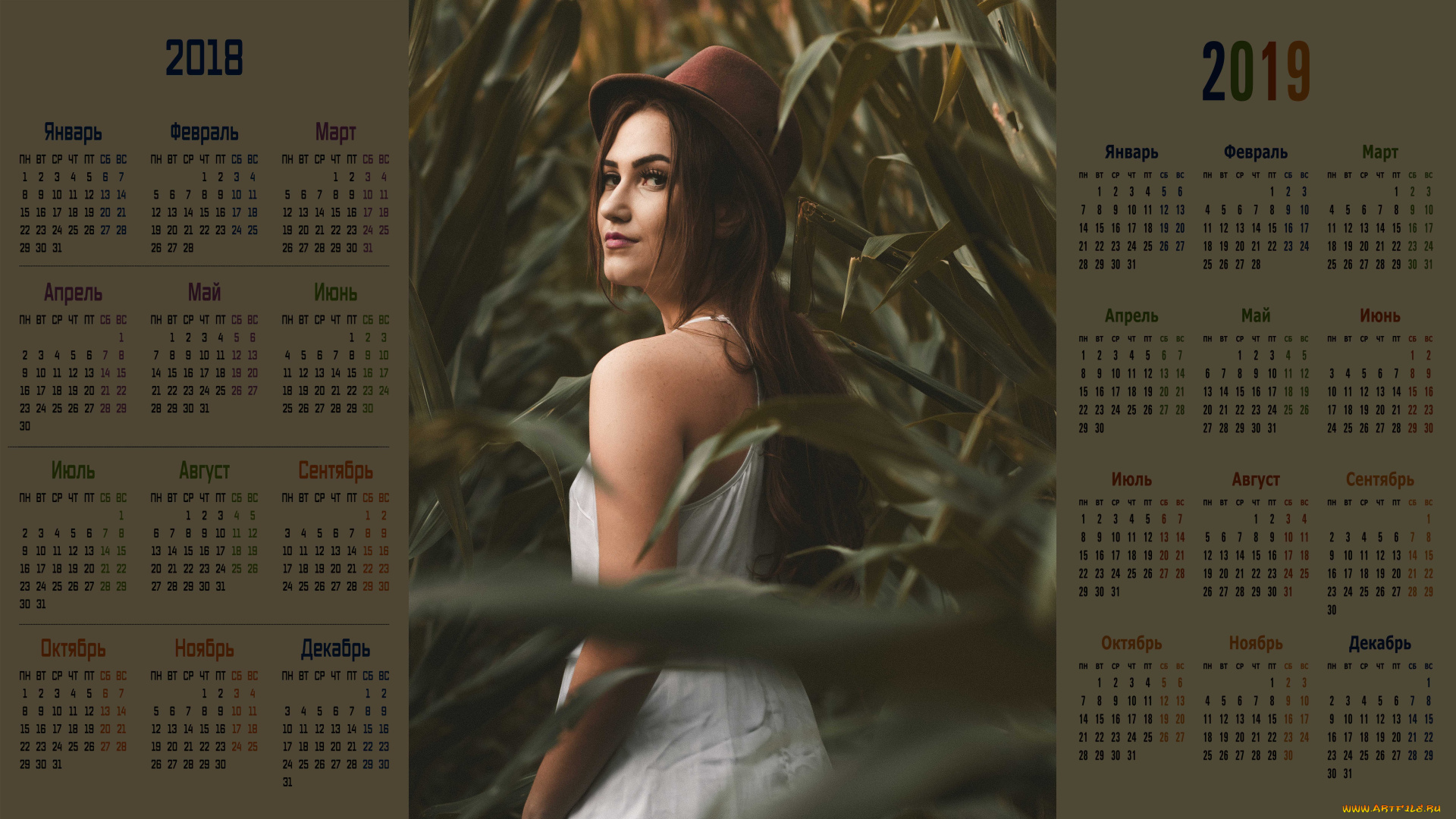 календари, девушки, взгляд, шляпа