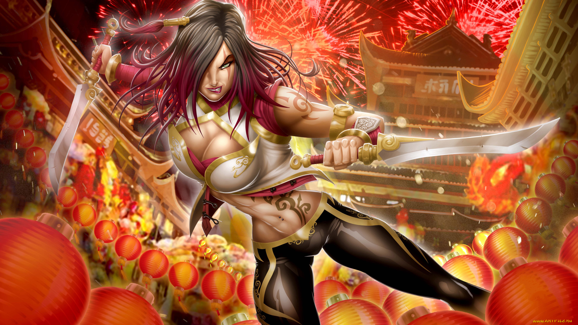 видео, игры, league, of, legends, оружие, взгляд, фон, девушка