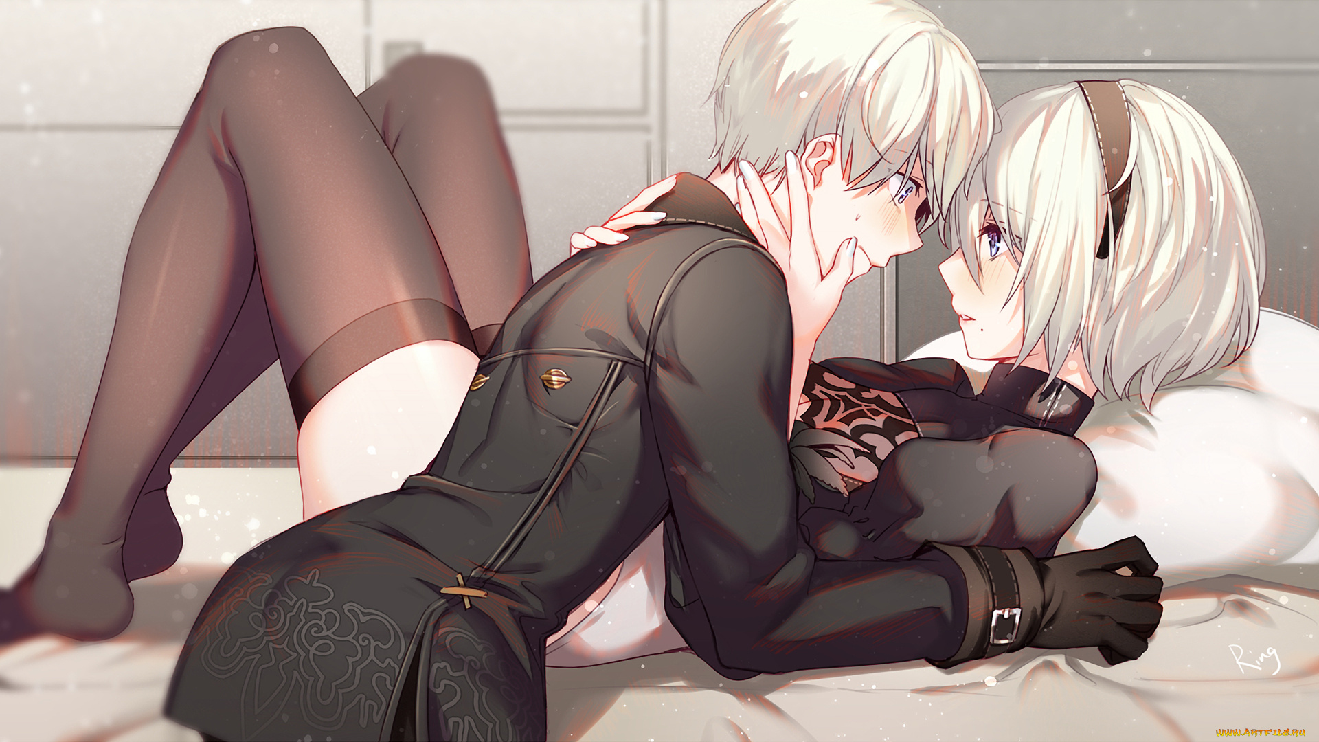 видео, игры, nier, , automata, пара, романтика