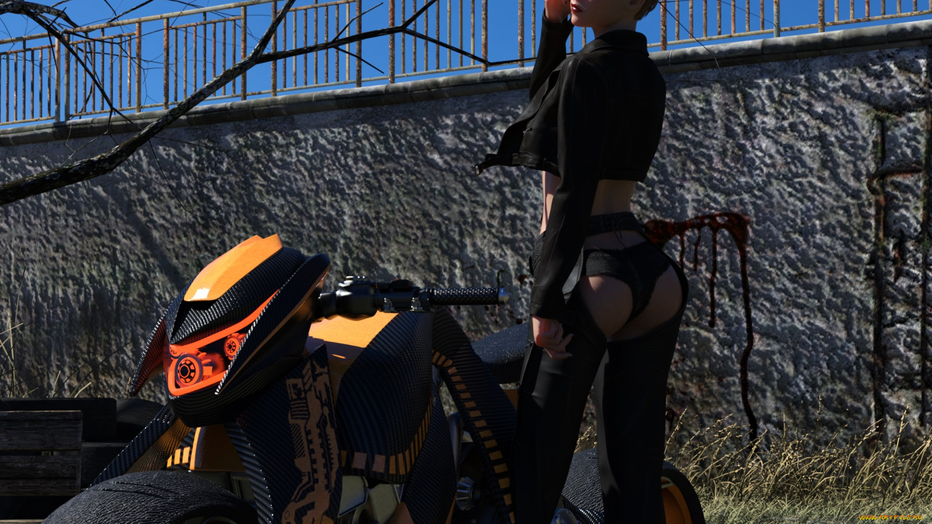 3д, графика, люди-авто, мото, , people-, car, , , moto, фон, взгляд, девушка