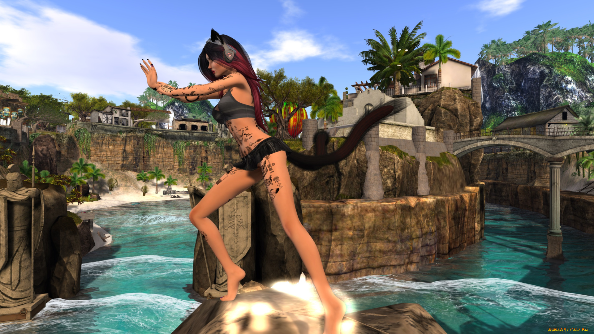 3д, графика, существа, , creatures, фон, взгляд, девушка