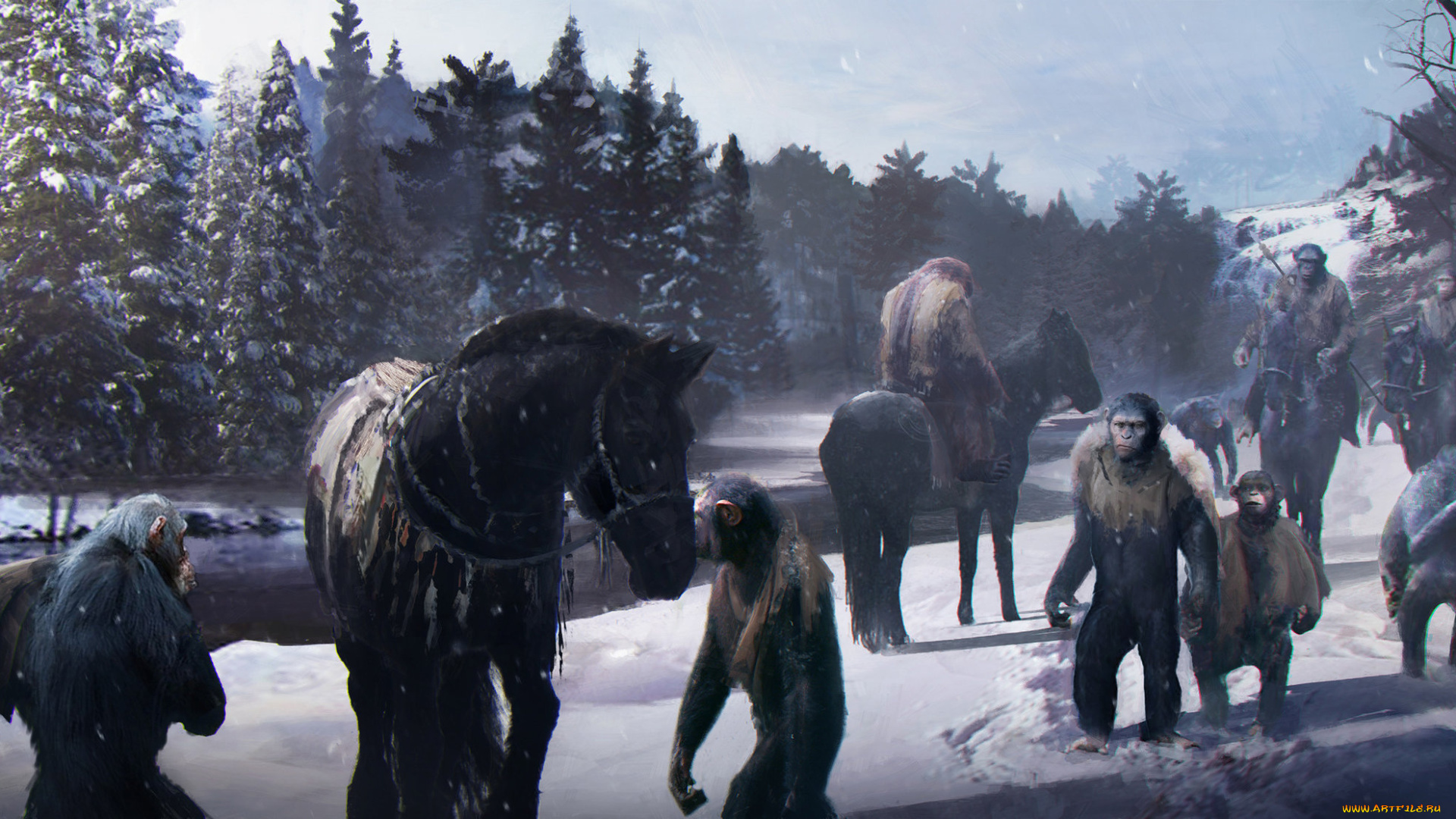 рисованное, кино, war, for, the, planet, of, apes