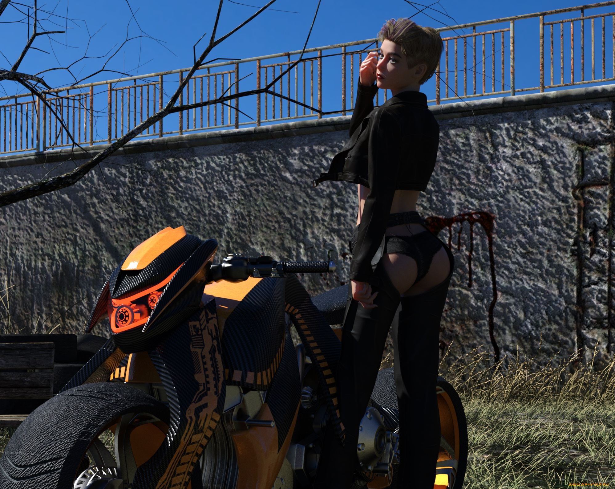 3д, графика, люди-авто, мото, , people-, car, , , moto, фон, взгляд, девушка