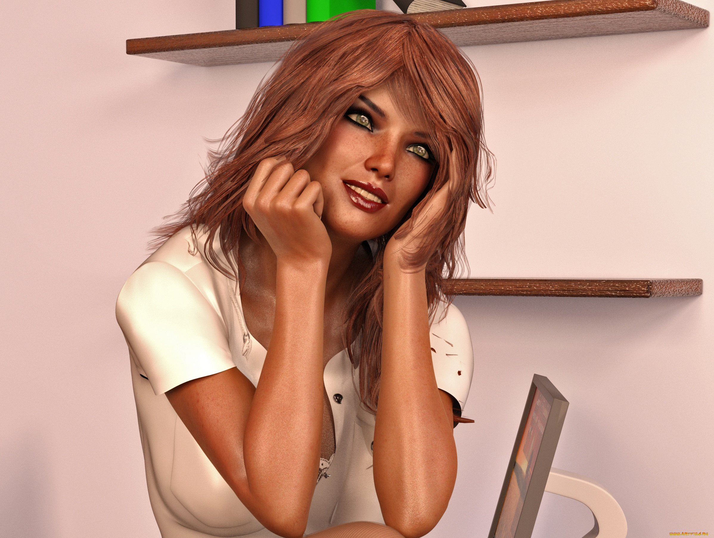 3д, графика, люди, , people, грудь, фон, взгляд, девушка