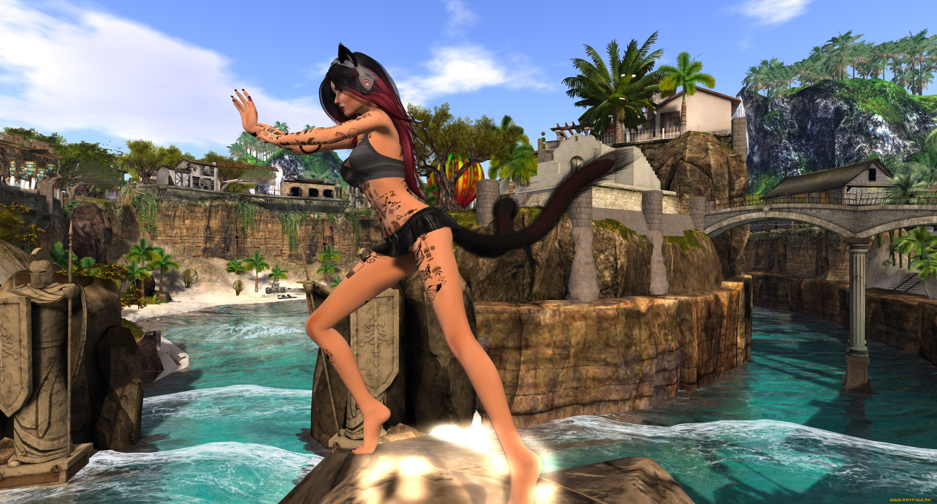 3д, графика, существа, , creatures, фон, взгляд, девушка