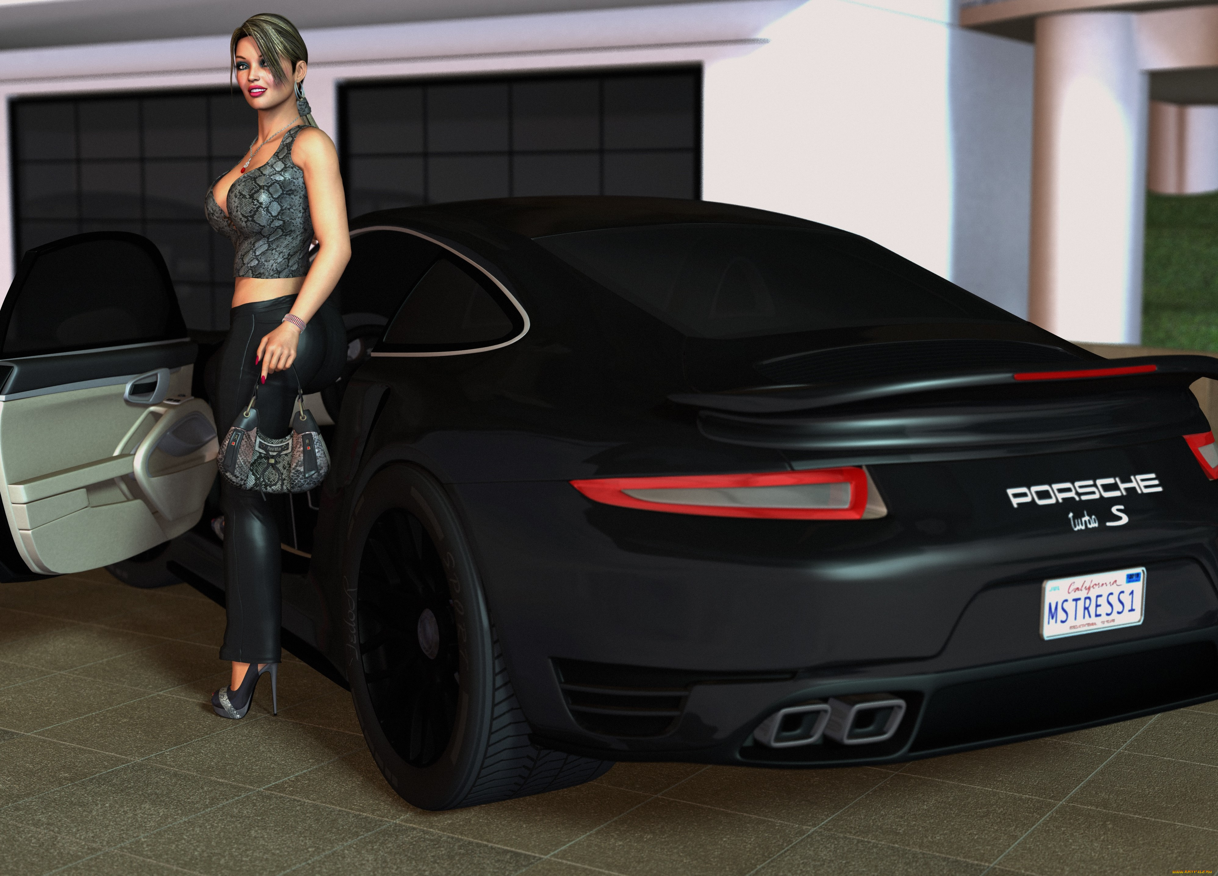 3д, графика, люди-авто, мото, , people-, car, , , moto, фон, взгляд, девушка