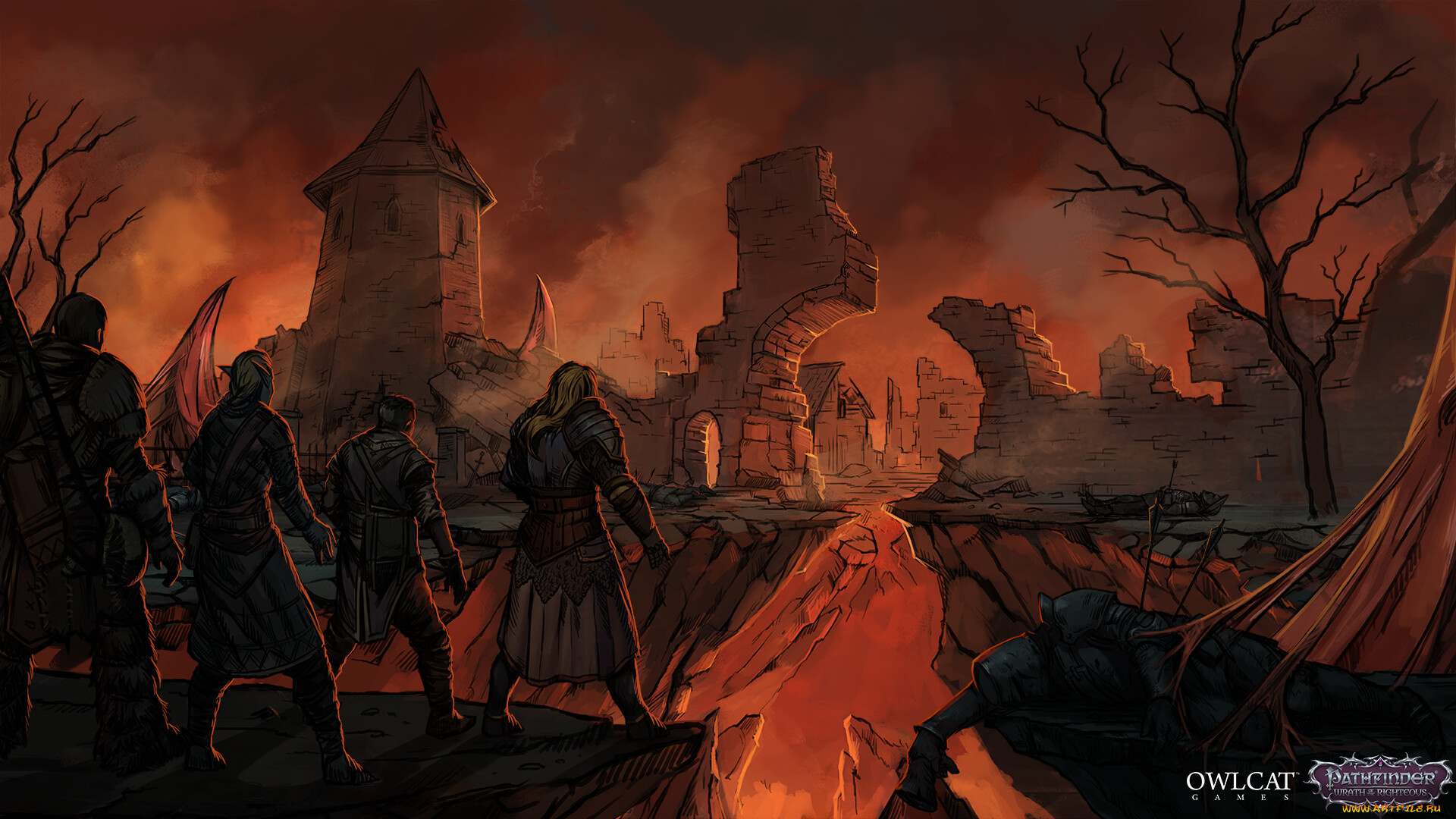 видео, игры, pathfinder, , wrath, of, the, righteous, воины, замок, пропасть