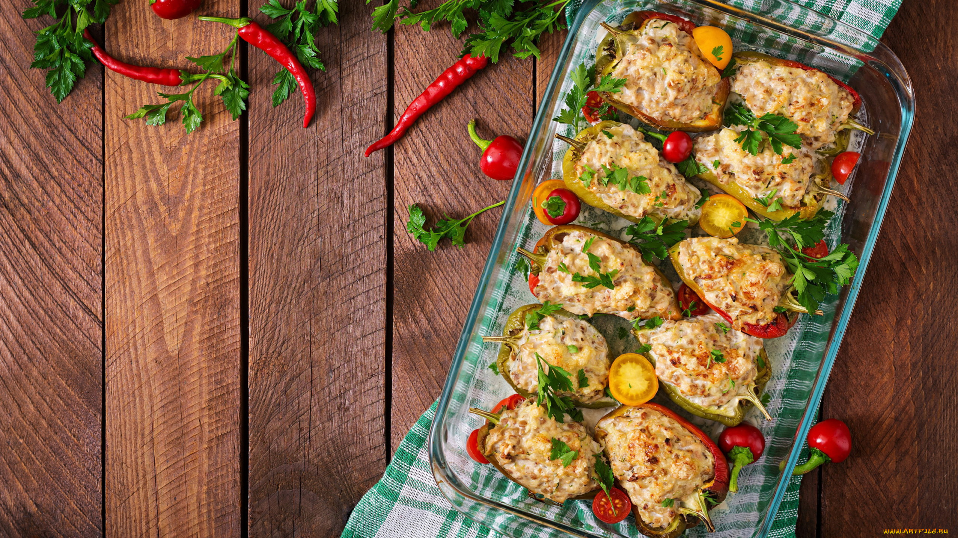 еда, перец, петрушка, фаршированный, закуска