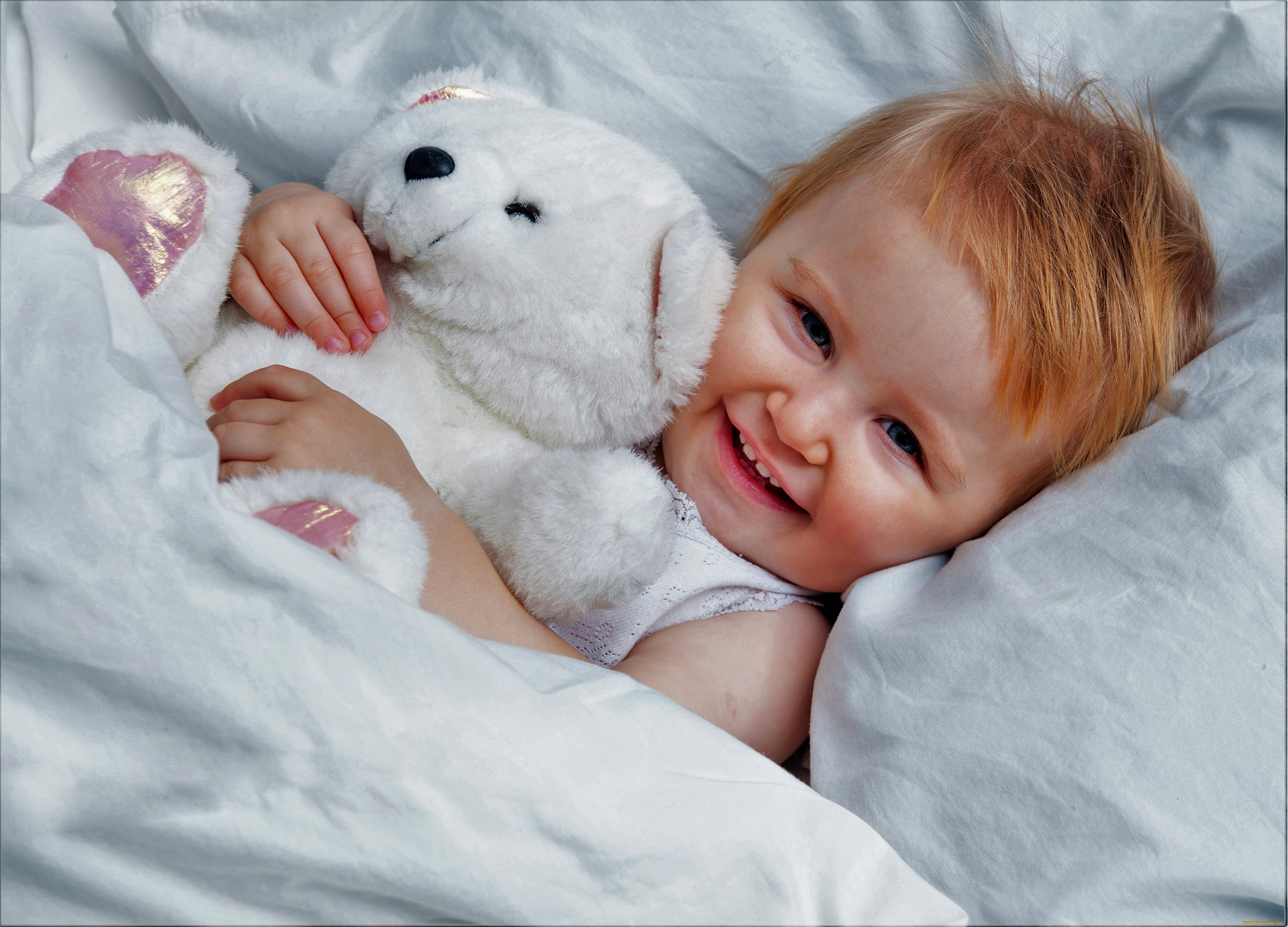 разное, дети, ребенок, мишка, постель