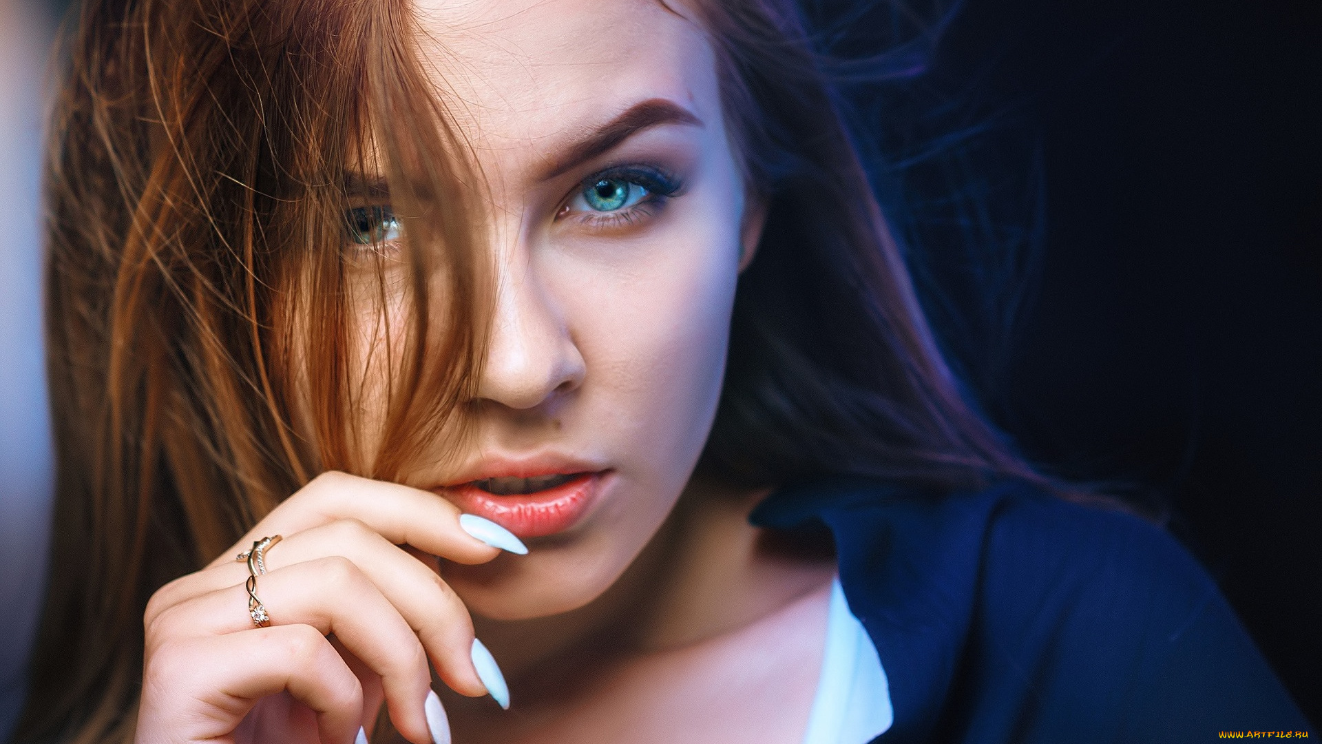 девушки, -, лица, , портреты, рыжая, лицо