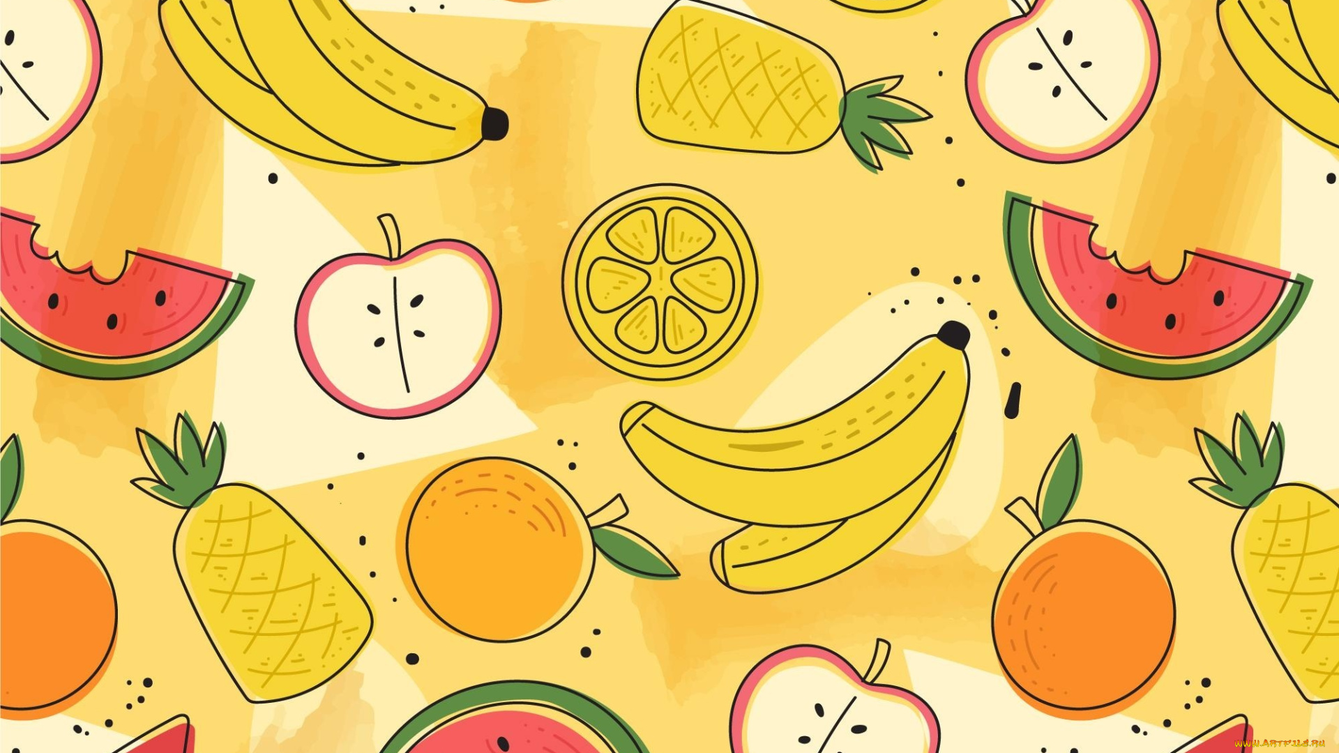 векторная, графика, еда, , food, фрукты