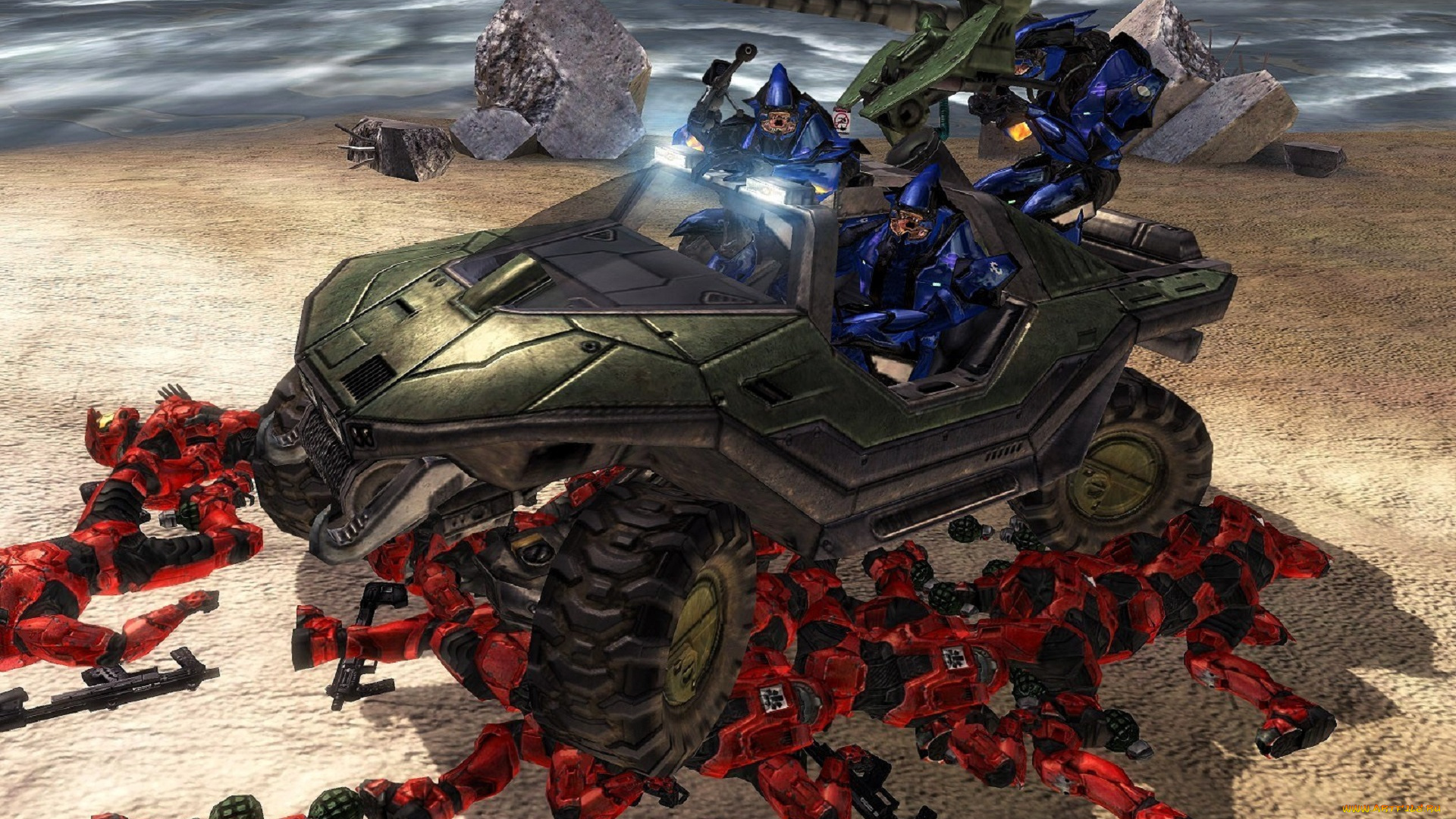 видео, игры, halo, 2, транспорт, солдаты, броня, море