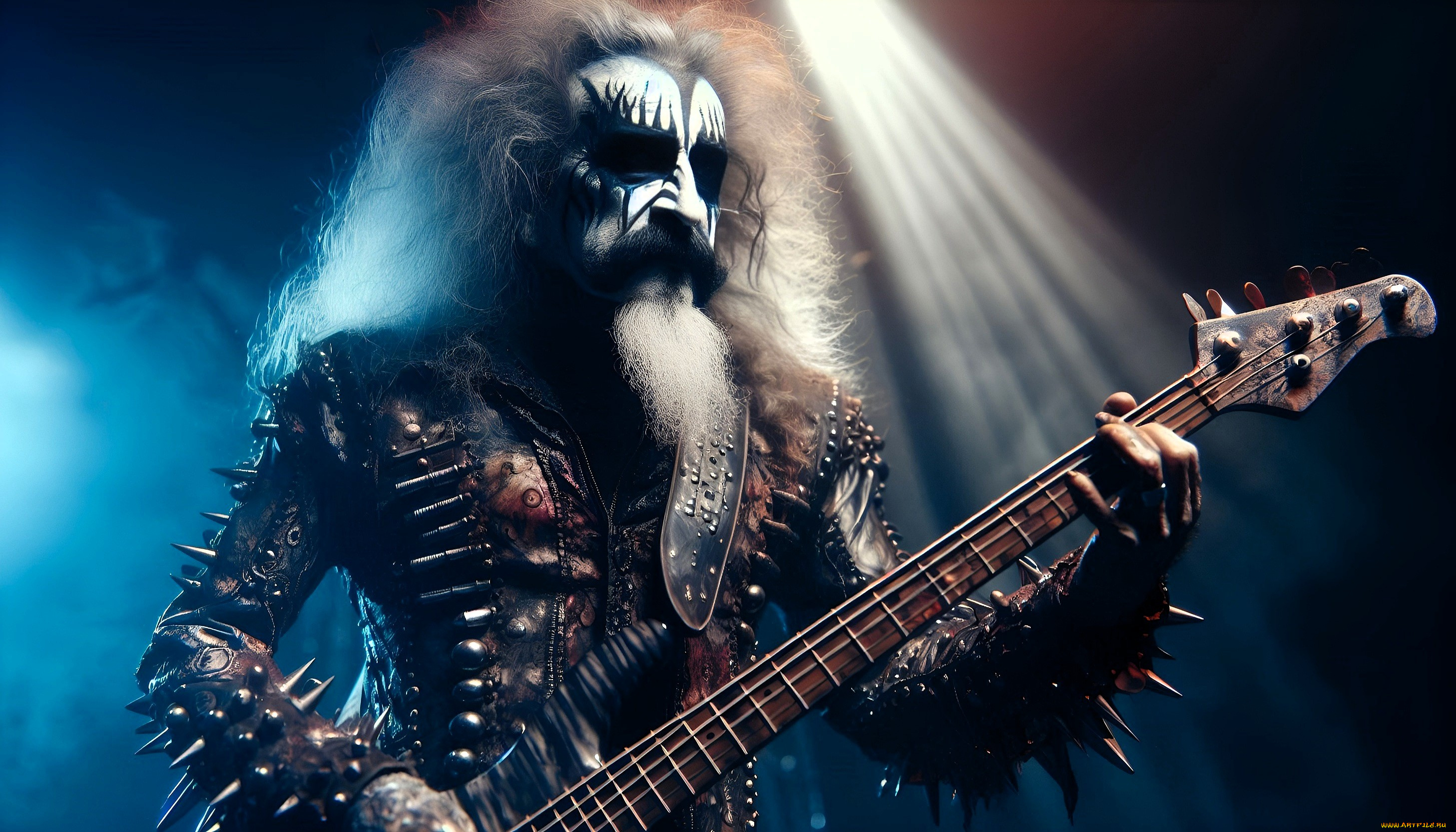 3д, графика, люди, , people, рокер, музыкант, куртка, шипы, гитара, бас, басист