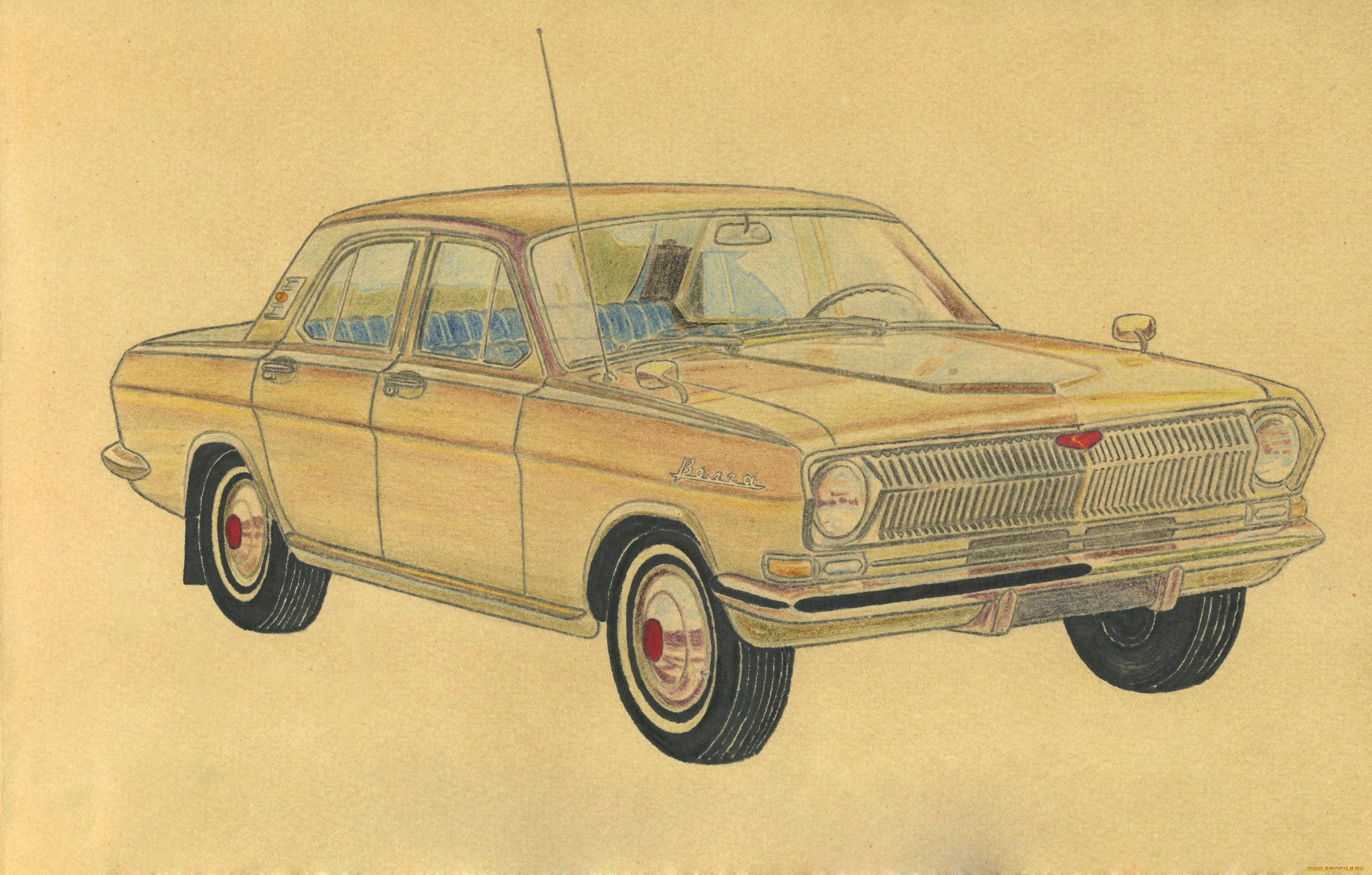 волга, рисованные, авто, мото