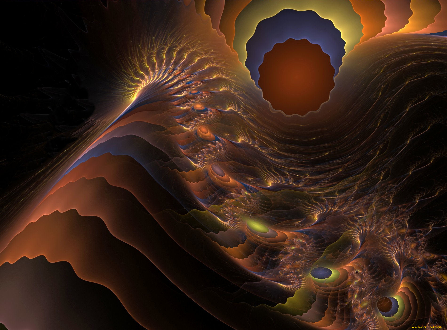 3д, графика, fractal, фракталы, узор, цвета, фон