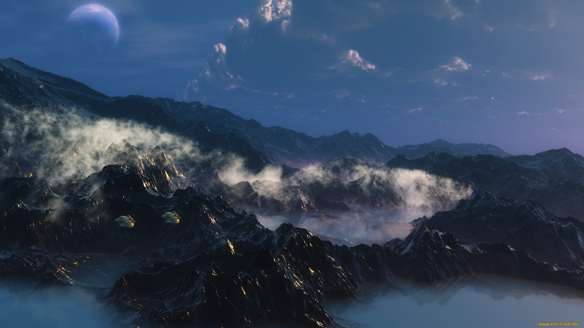 3д, графика, atmosphere, mood, атмосфера, настроения, горы, планета