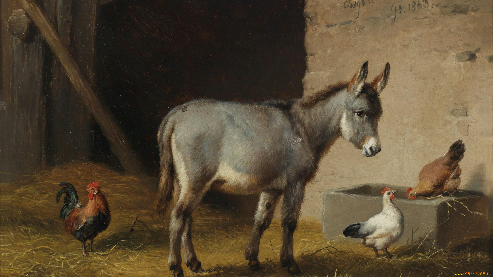 рисованные, charles, hermann, leon, ослик, петух, курица