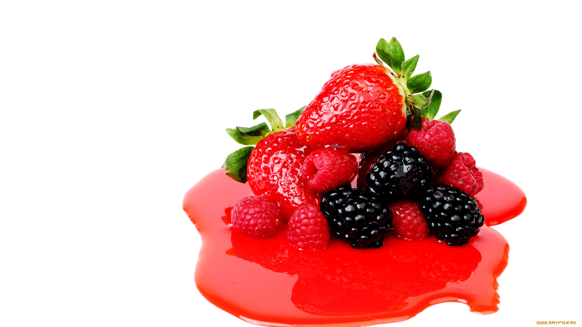 еда, фрукты, ягоды, ежевика, клубника, сироп, глазурь