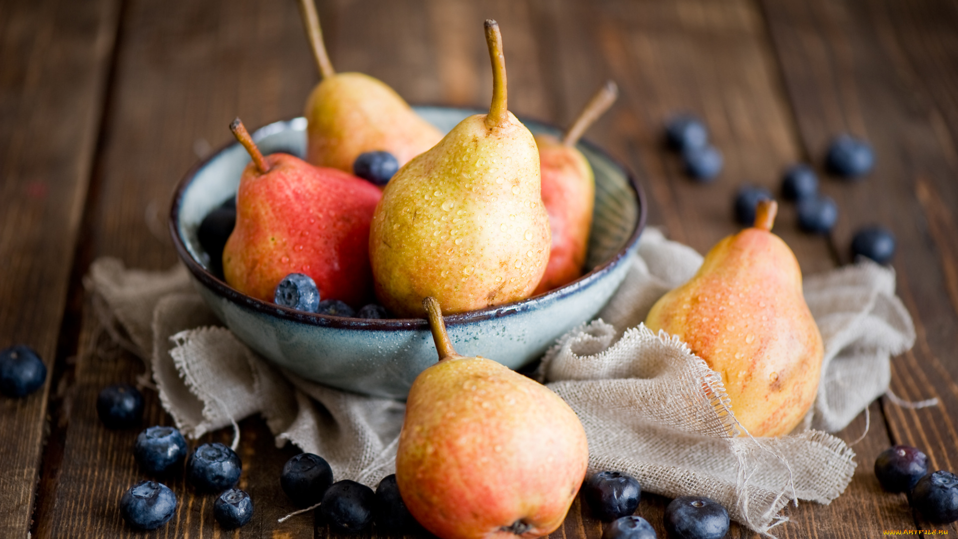 еда, фрукты, ягоды, голубика, натюрморт, груши