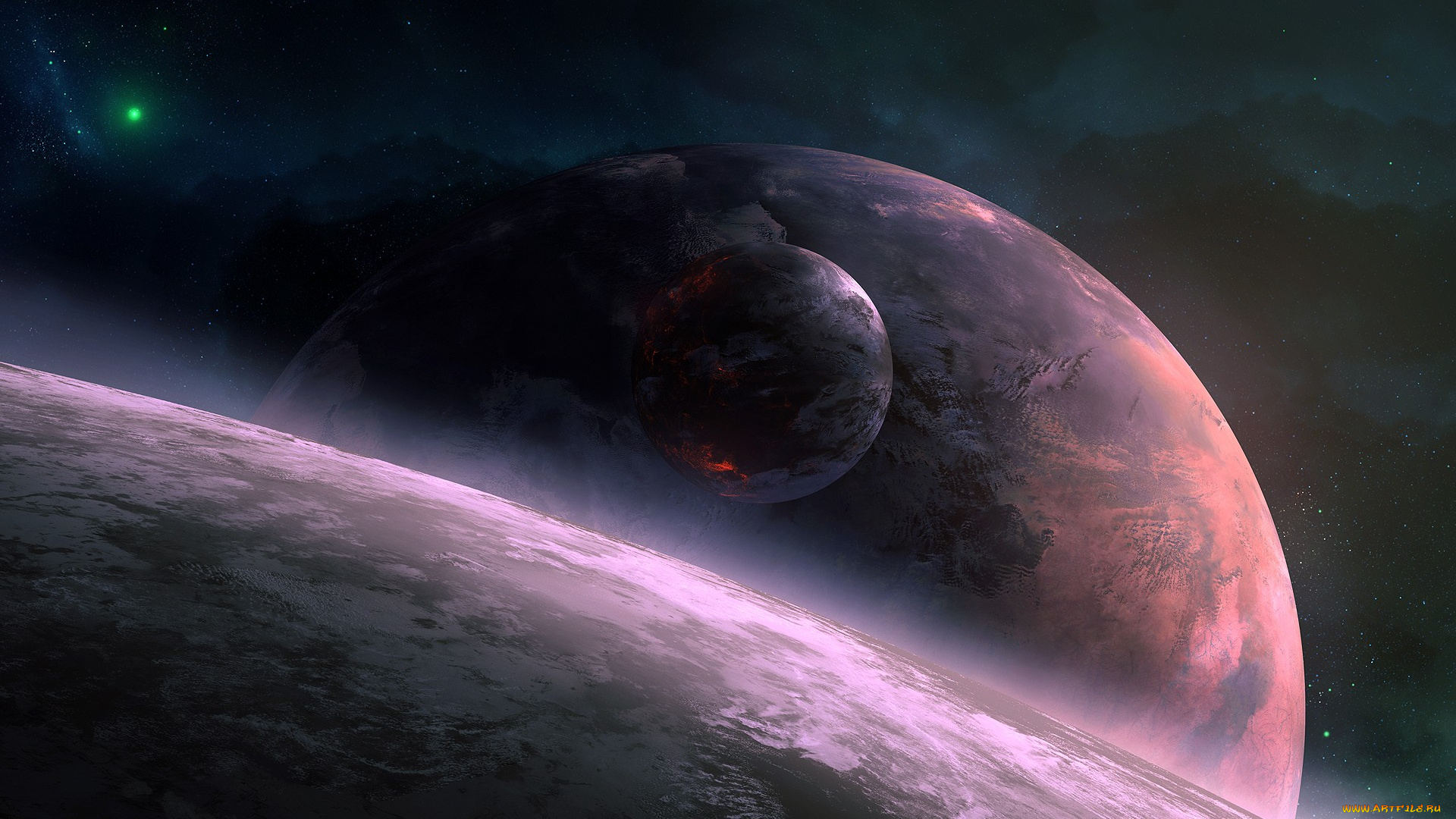 космос, арт, вселенная, планеты, звезды