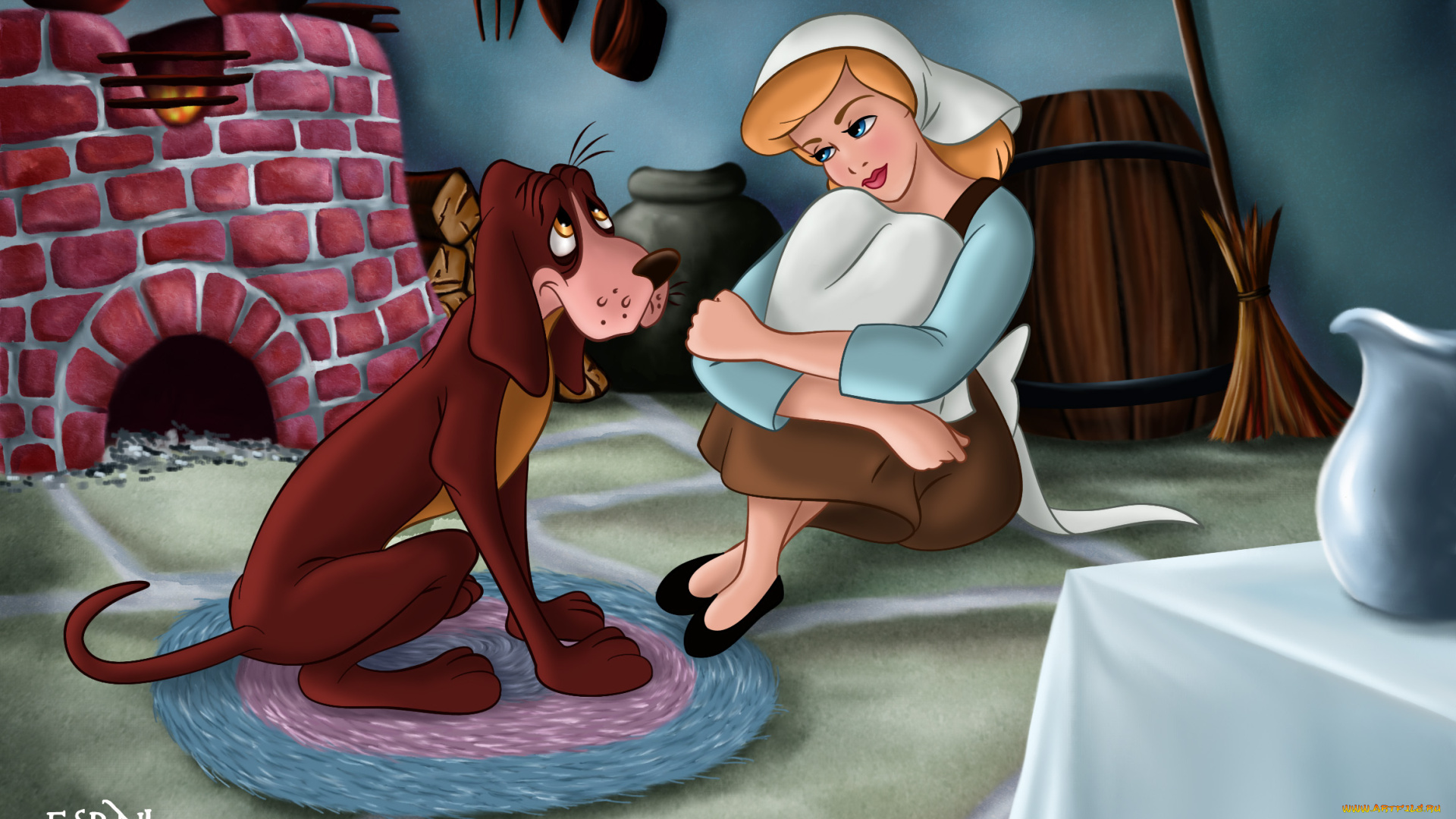 мультфильмы, cinderella, собака, девушка