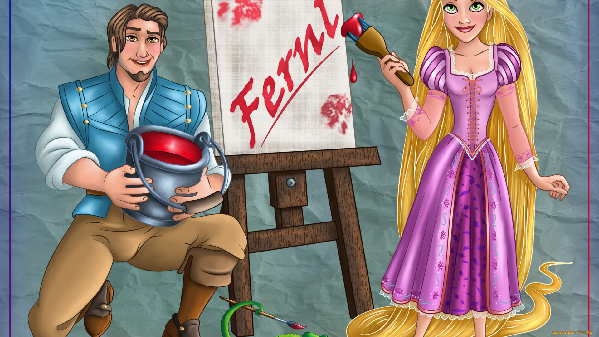 мультфильмы, tangled, девушка, парень