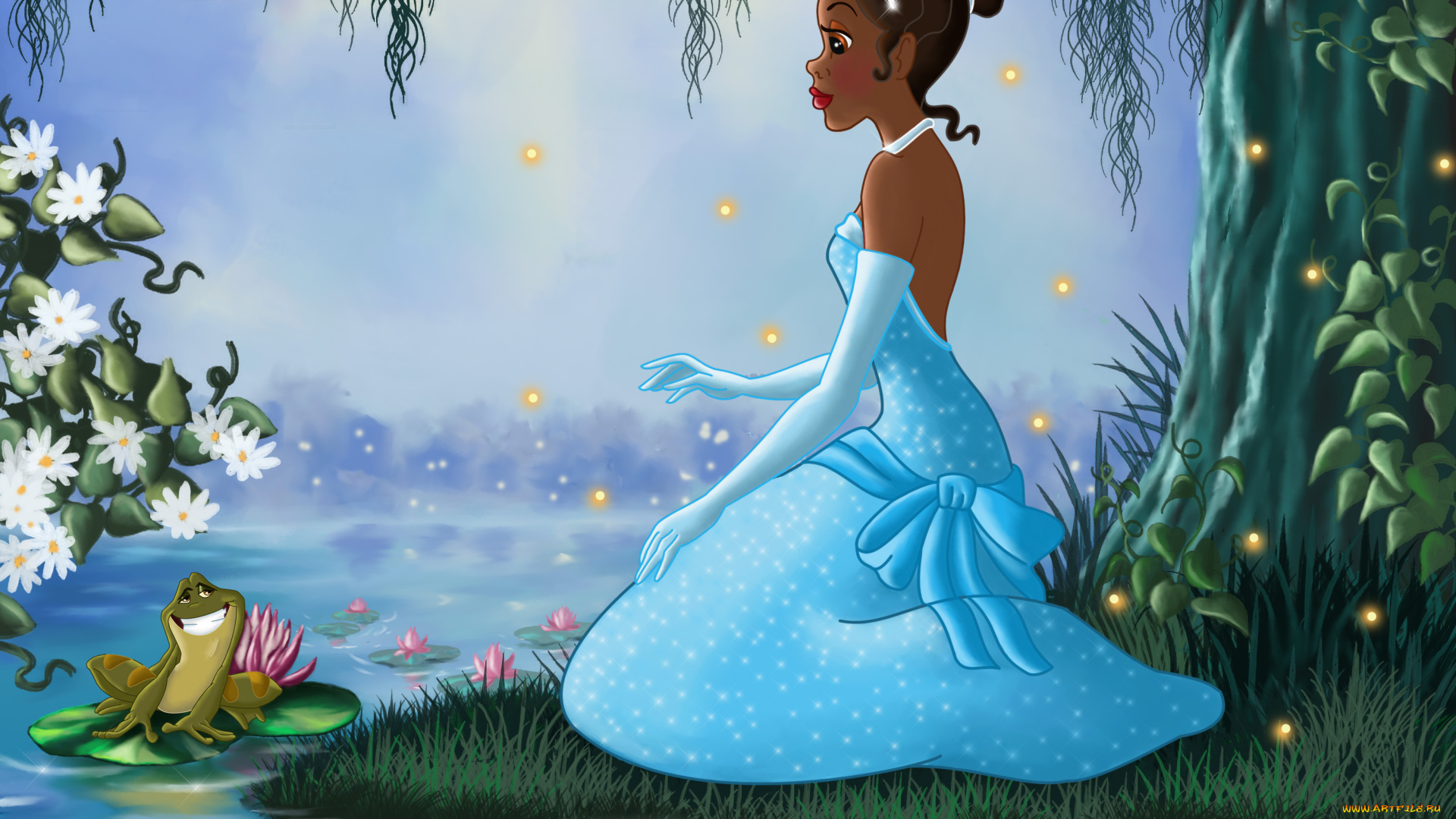 мультфильмы, the, princess, and, frog, вода, девушка