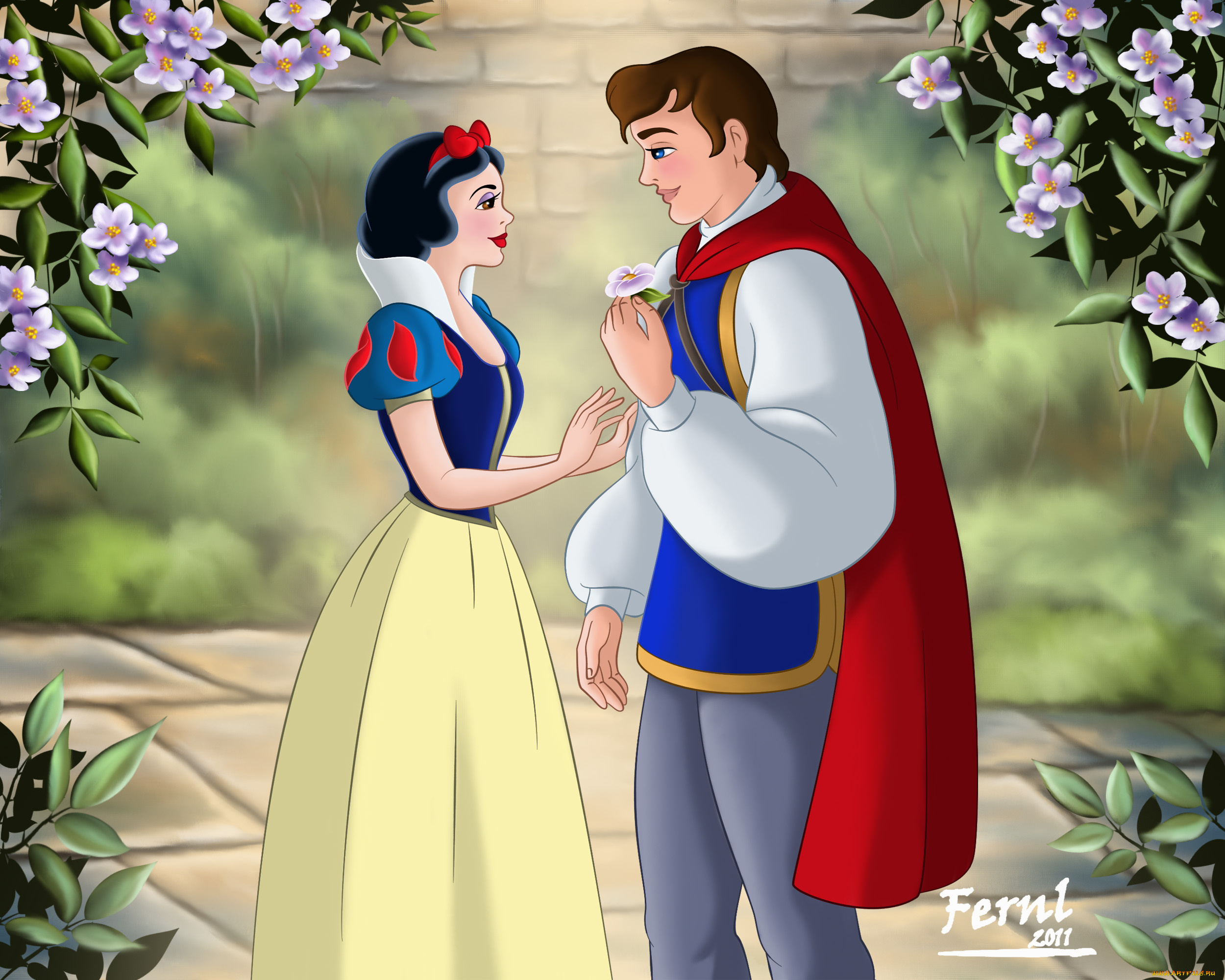 мультфильмы, snow, white, and, the, seven, dwarfs, девушка, парень