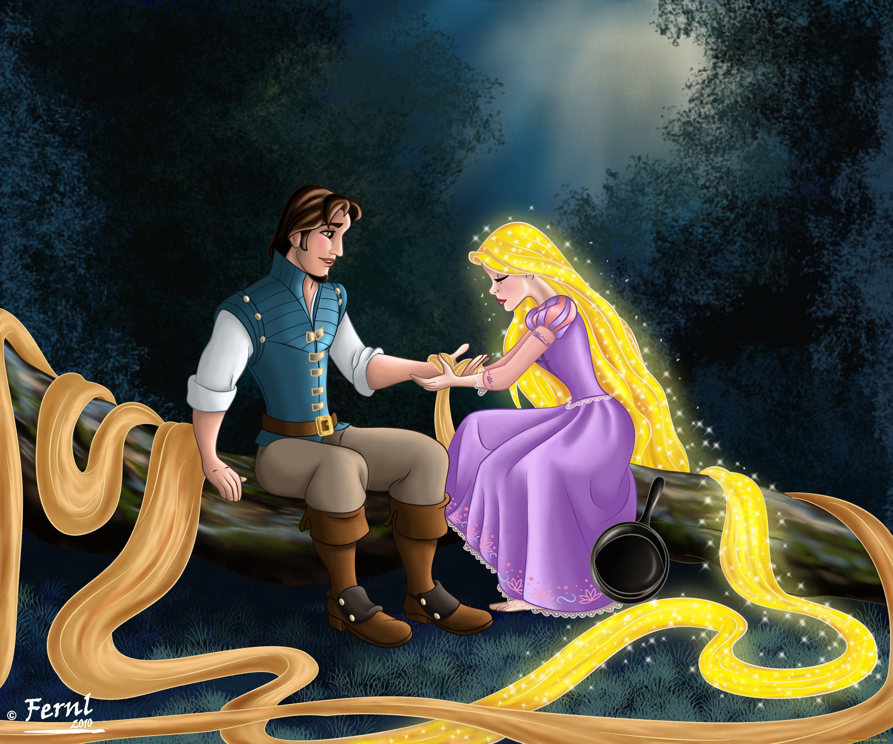 мультфильмы, tangled, девушка, парень