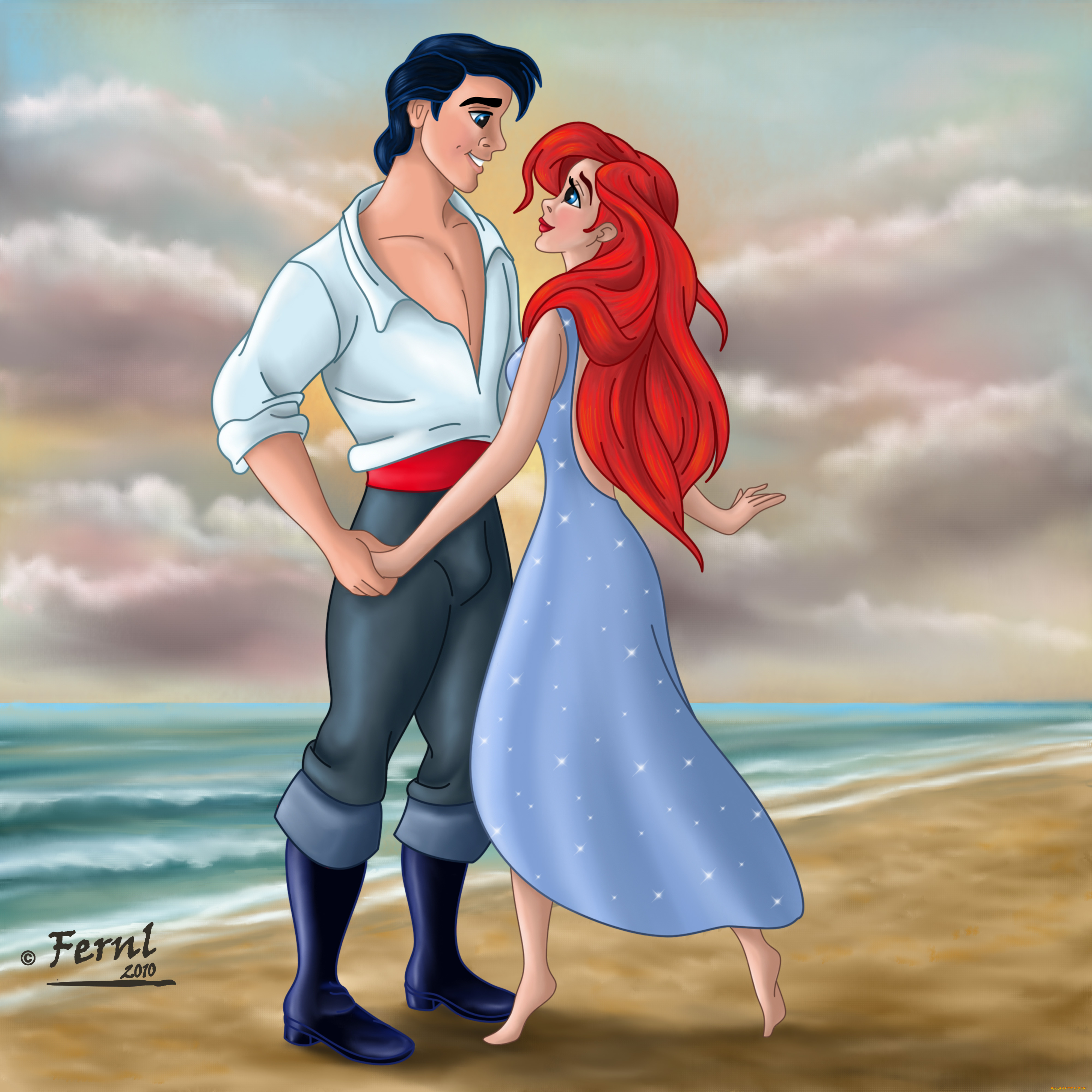 мультфильмы, the, little, mermaid, девушка, парень