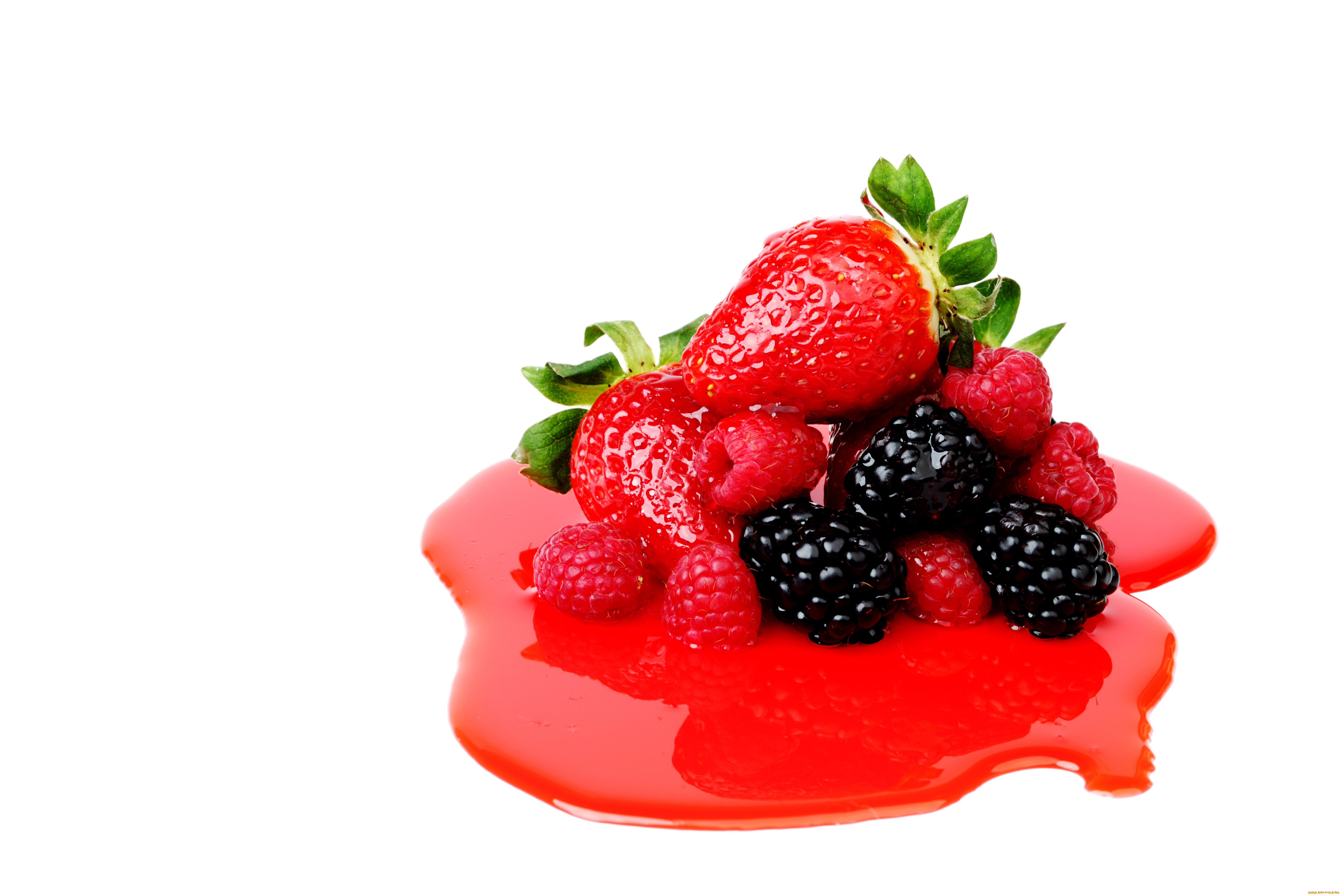 еда, фрукты, ягоды, ежевика, клубника, сироп, глазурь