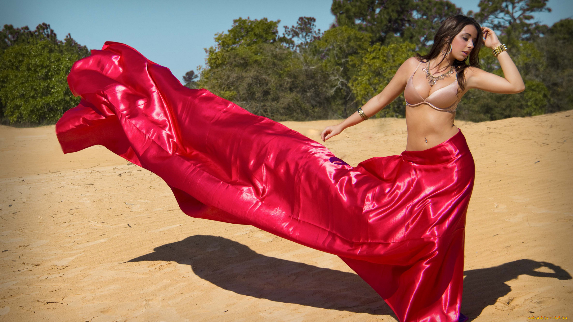 ashleigh, arruda, девушки, ashleigh, arruda, песок, ветер, тень, бюстгальтер, юбка