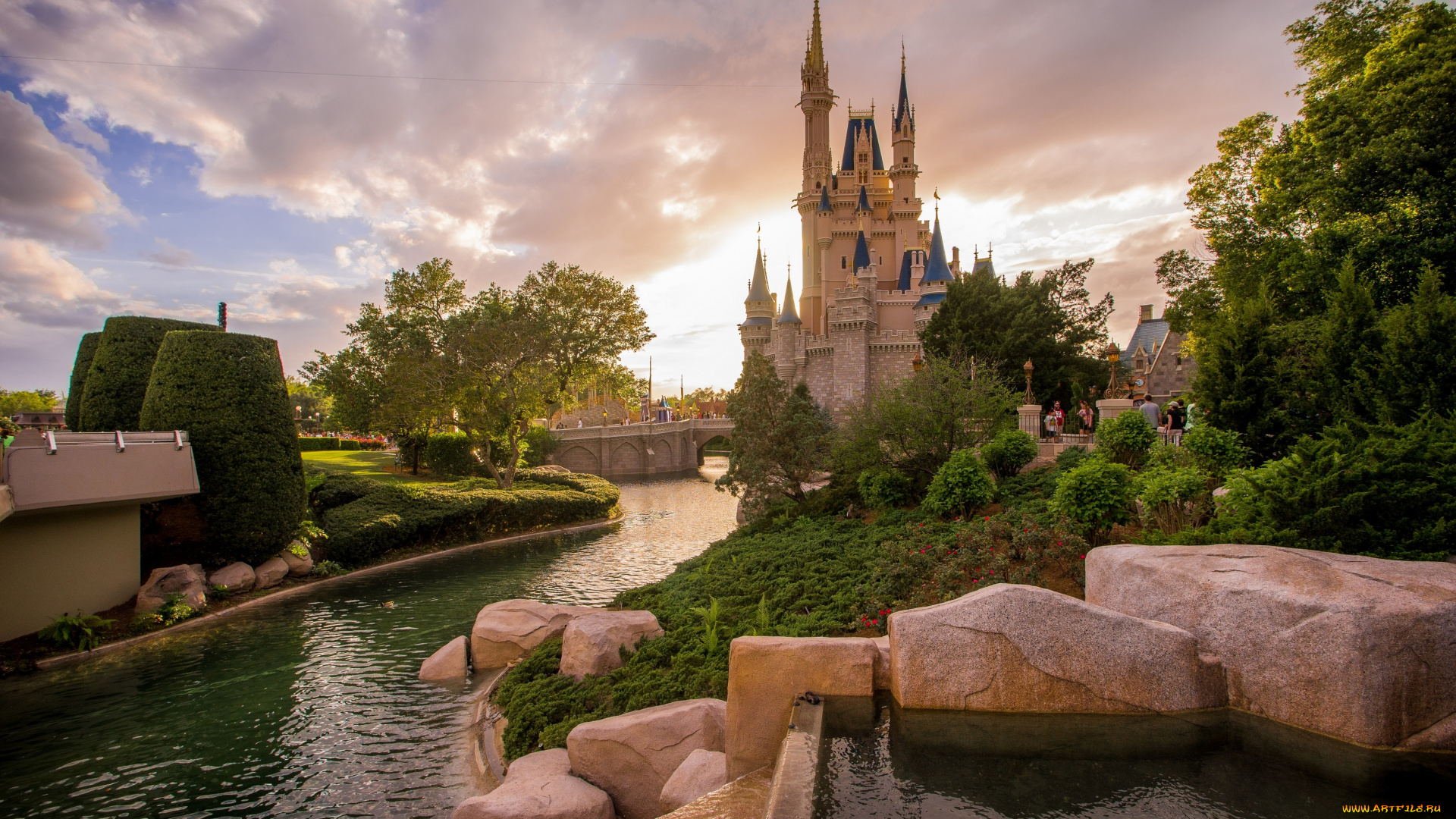 города, диснейленд, замок, парк