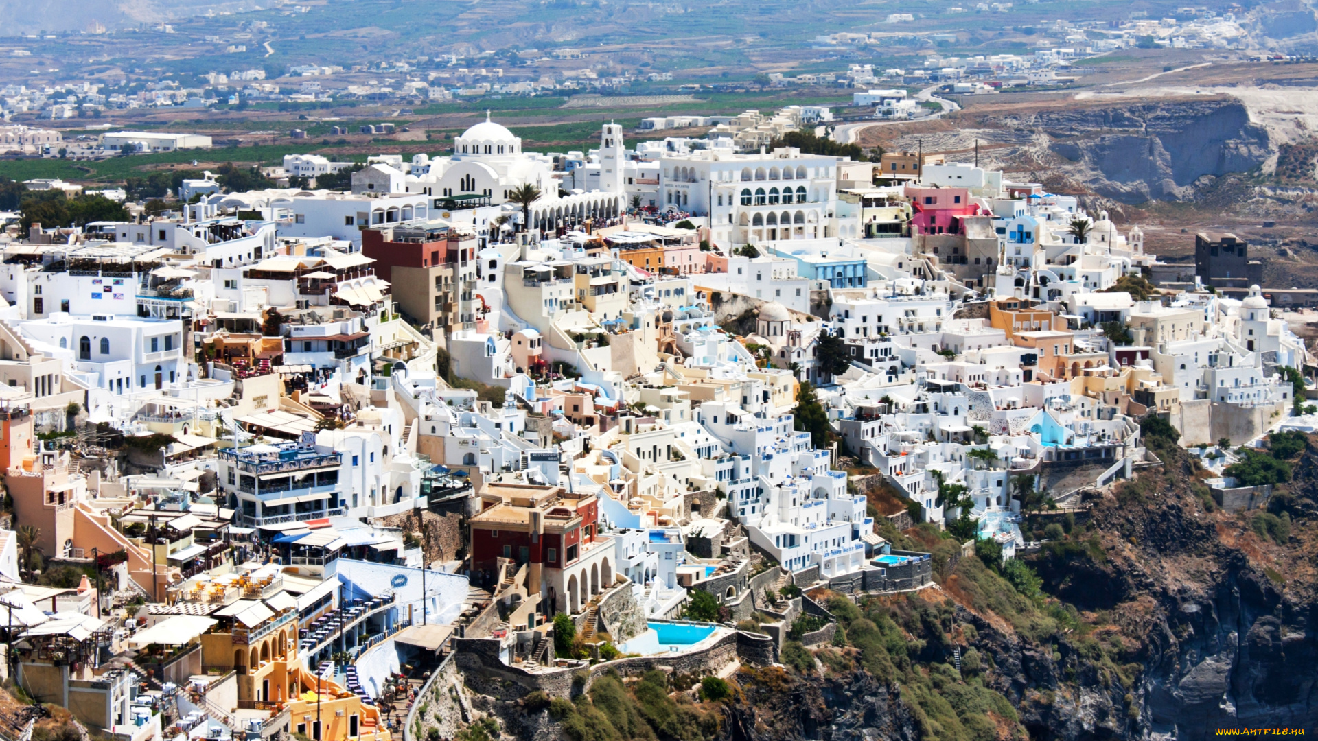 города, санторини, , греция, панорама, дома