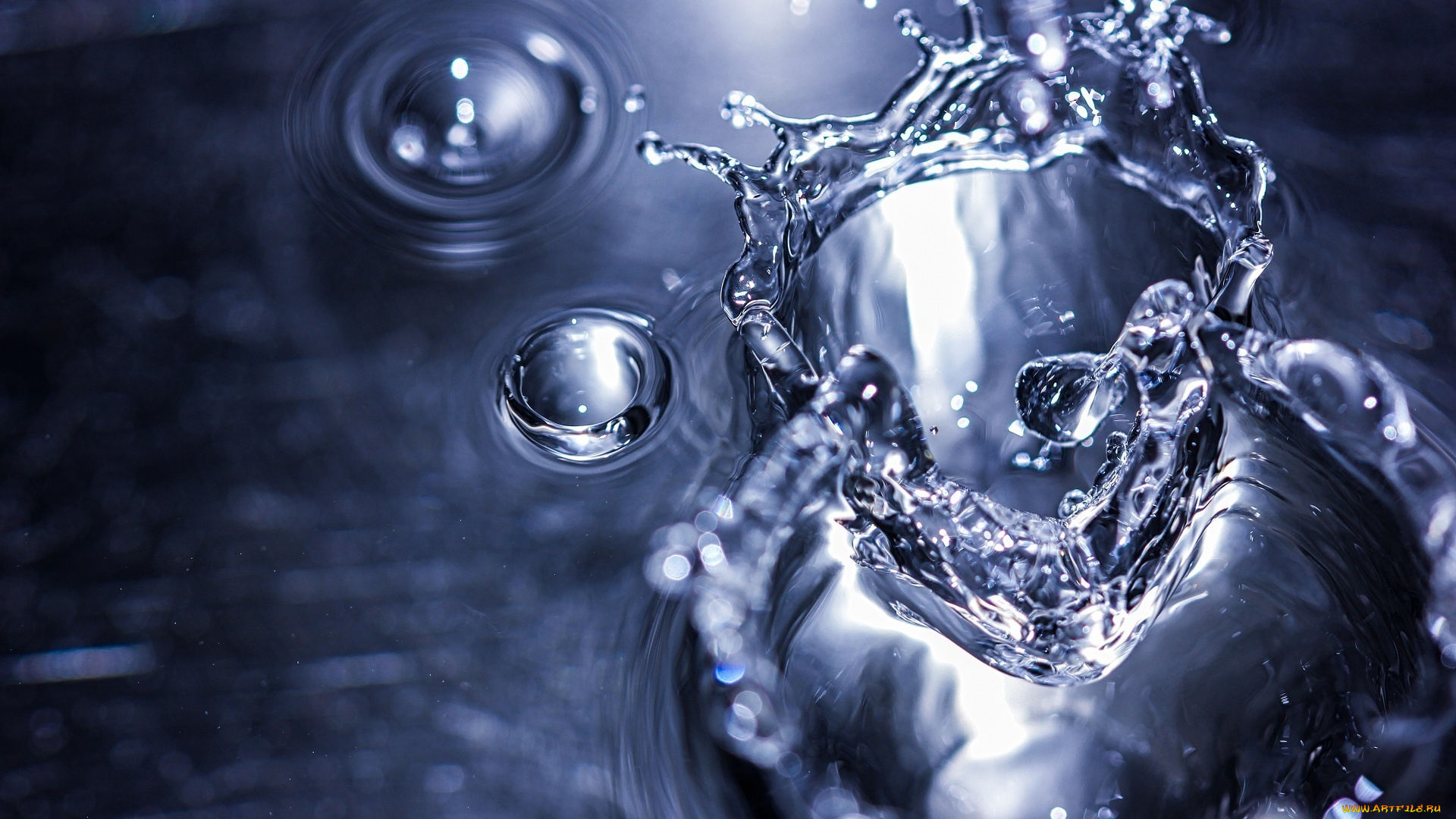 разное, капли, , брызги, , всплески, макро, синий