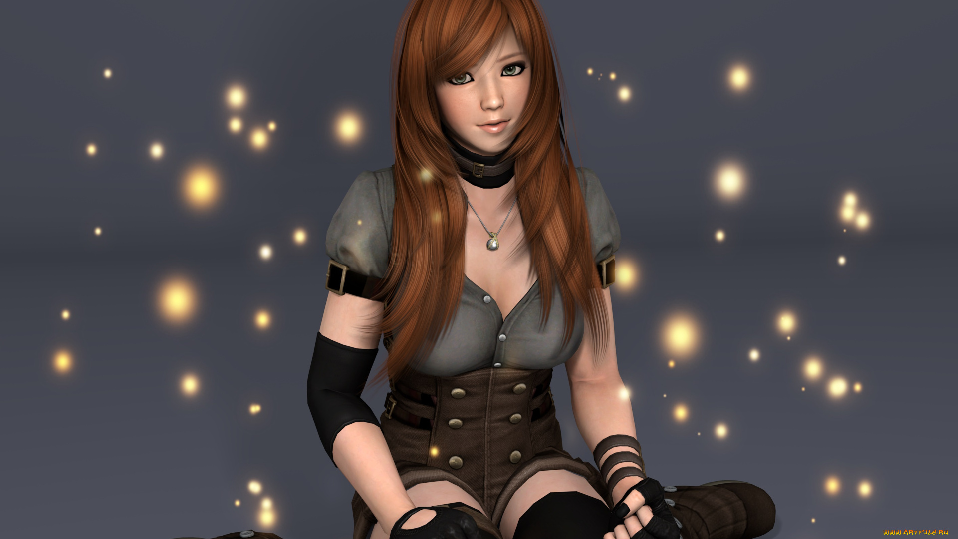 3д, графика, аниме, , anime, фон, взгляд, девушка