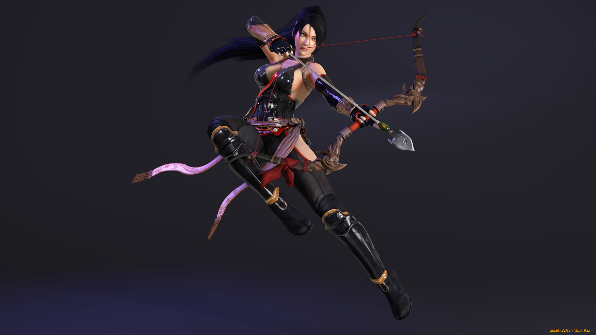 3д, графика, аниме, , anime, лук, фон, взгляд, девушка