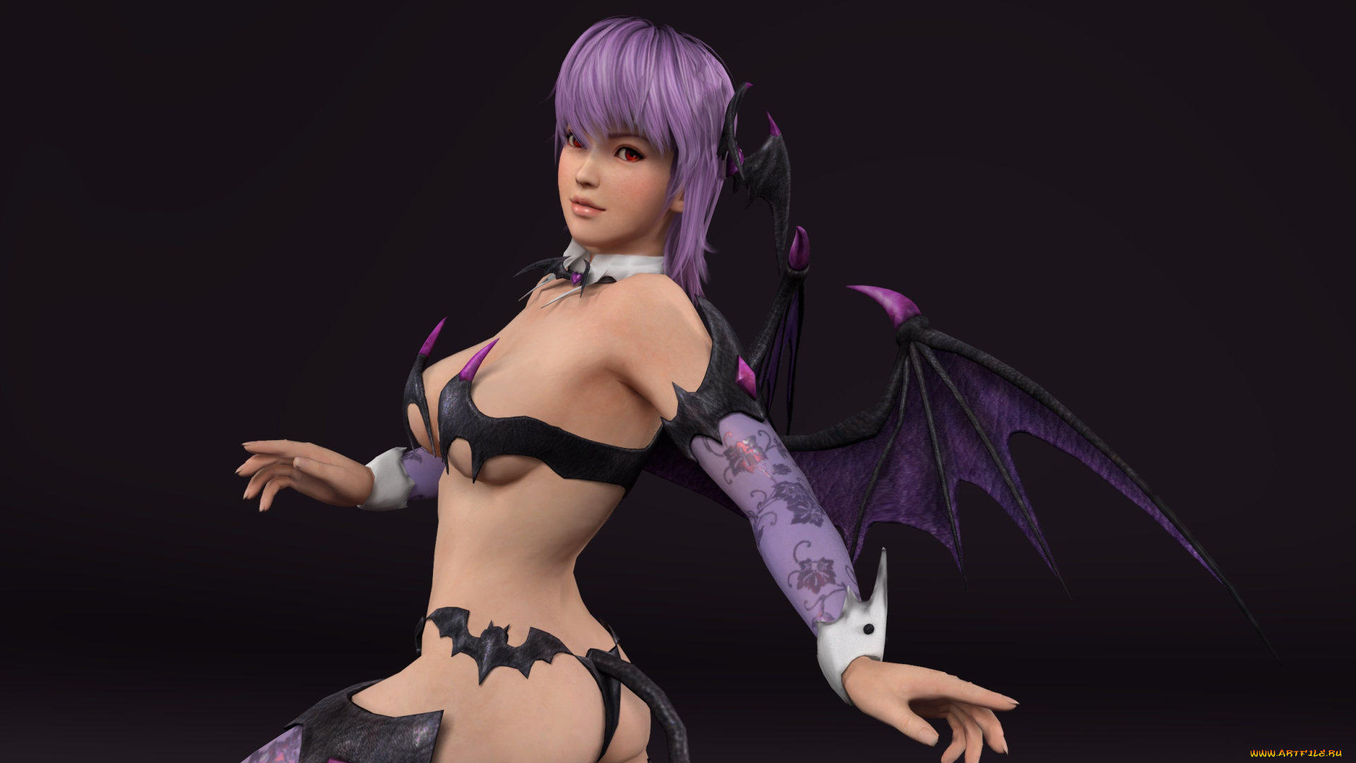 3д, графика, аниме, , anime, взгляд, фон, демон, девушка