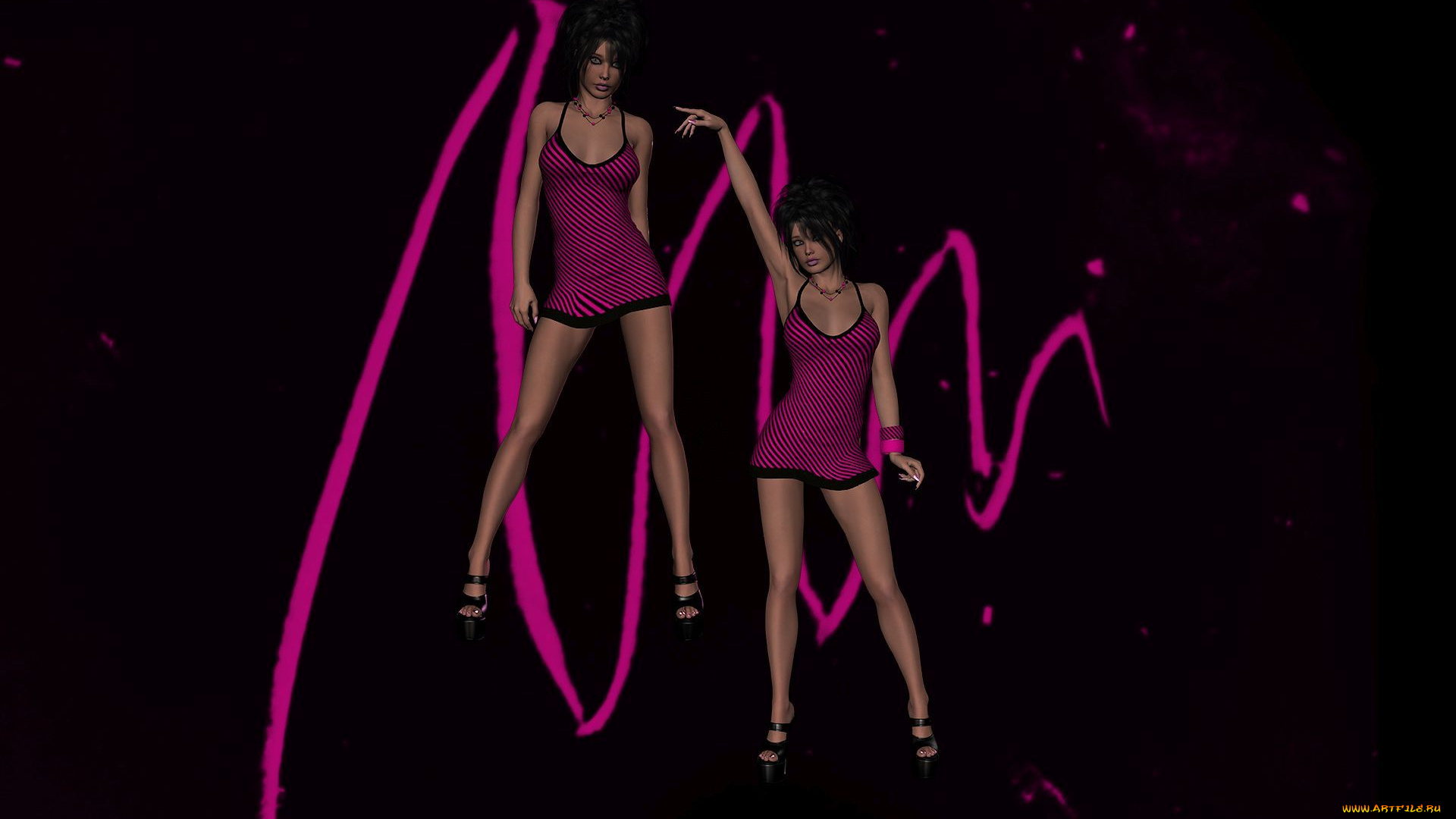 3д, графика, люди, , people, фон, взгляд, девушки