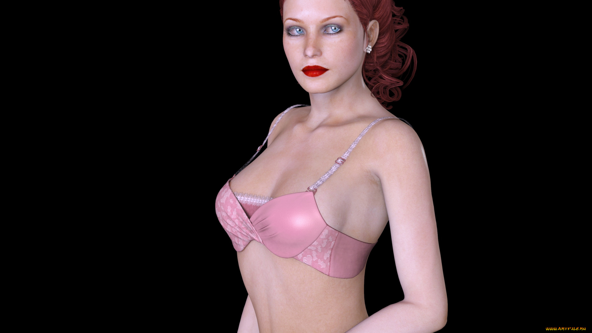 3д, графика, люди, , people, фон, взгляд, девушка, рыжая