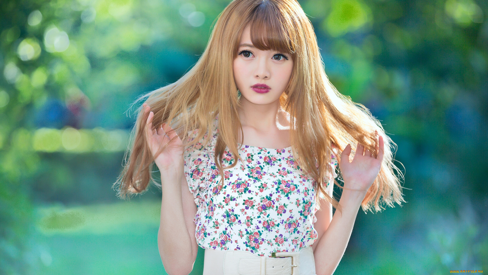 девушки, -unsort, , азиатки, лето, платье, азиатка, девушка, глаза, взгляд, волосы, лицо