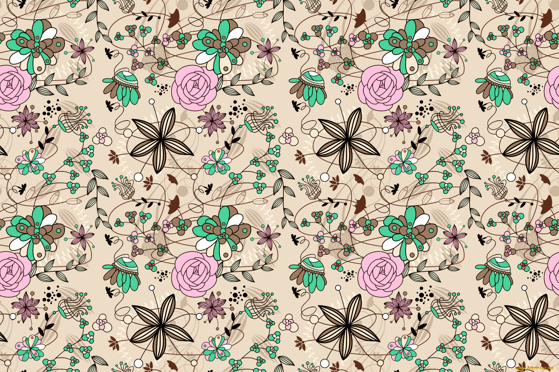 векторная, графика, цветы, , flowers, узор, абстракция, линии, цветы