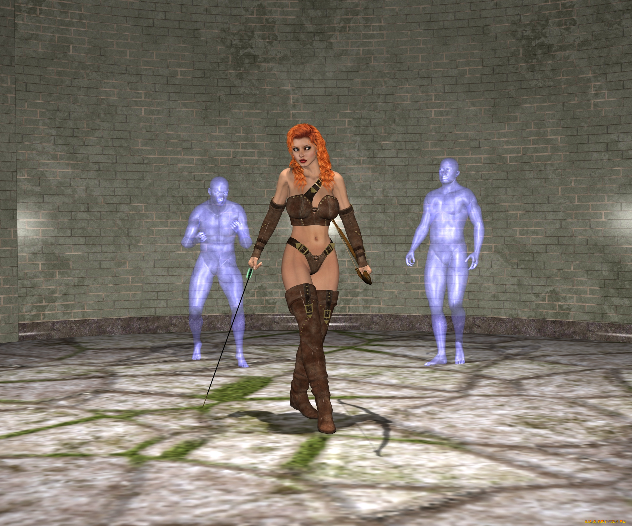 3д, графика, люди, , people, фон, взгляд, оружие, девушка